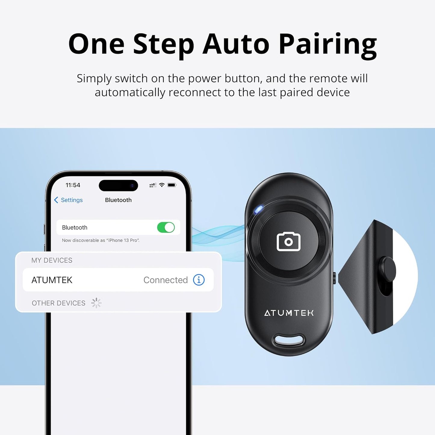 ATUMTEK (2 Pack), 5.2), Camera Remote Shutter for iPhone and Android Smartphones Wireless Phone Remote Control Selfie