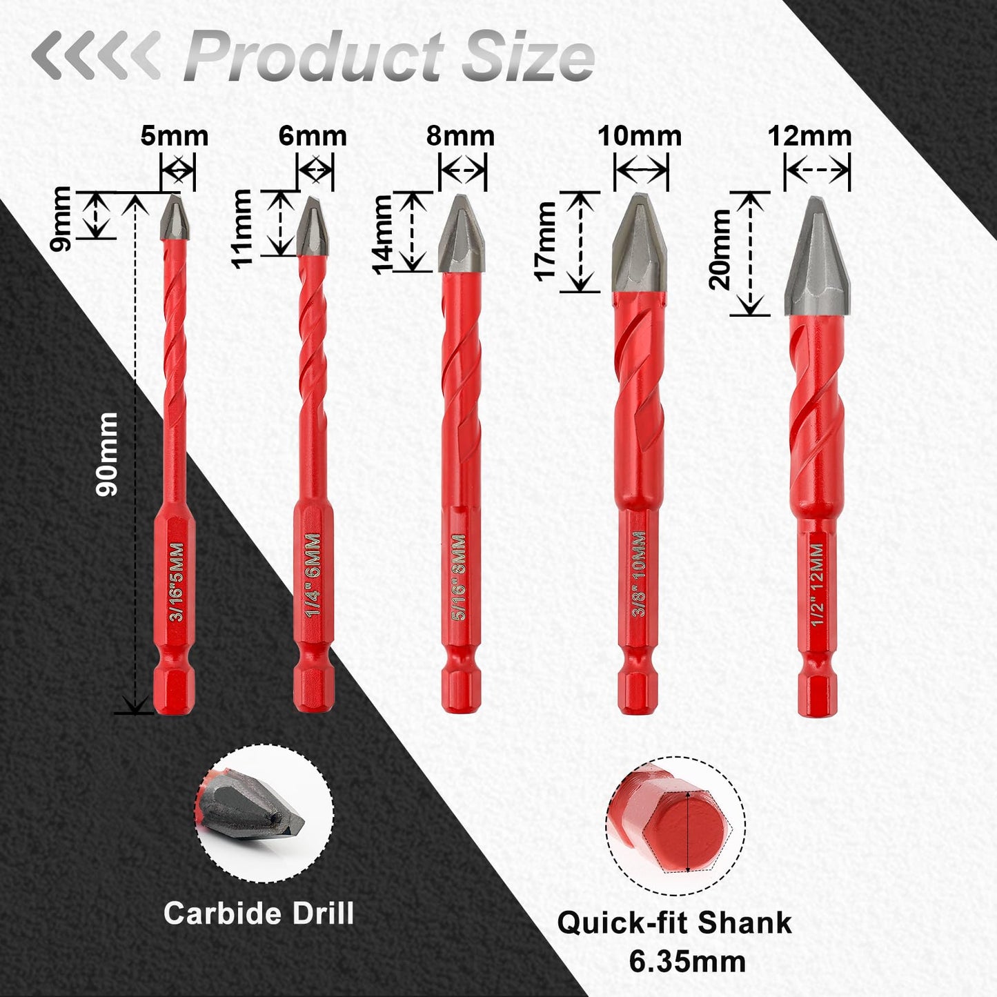FOCSTOL High Hardness Skewed Head Eccentric Drill Bit 10pcs and Diamond Core Drill Bit Set 9pcs