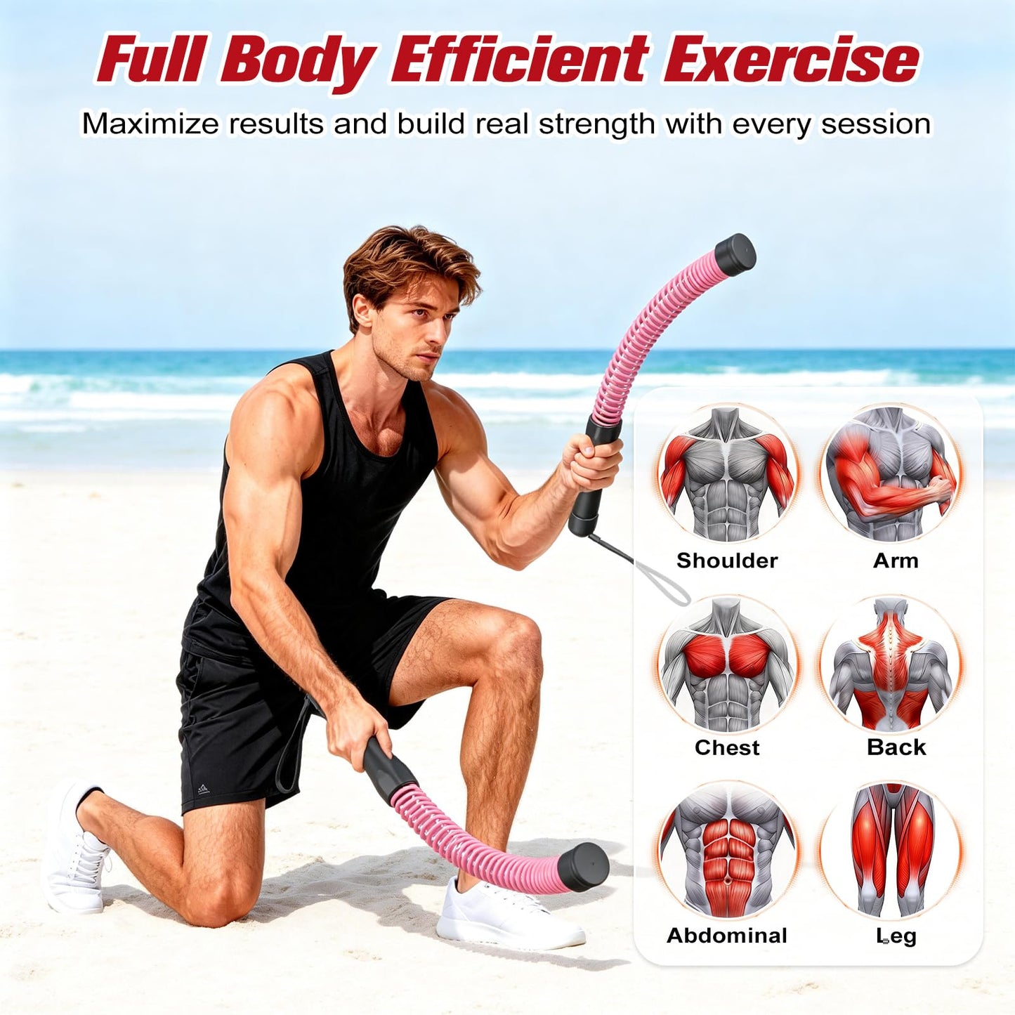 Relife Ropeless Battle Ropes, 2 in 1 Weighted Cordless Battle Ropes for Home Gym - Portable Home Gym Equipment for HIIT, Strength Building, Low-Impact Cardio for Men & Women