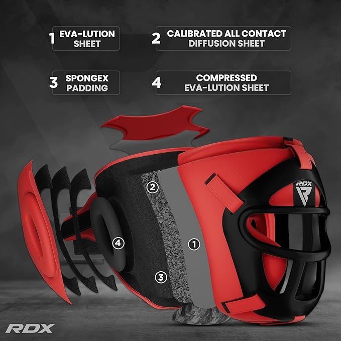 RDX Boxing Headgear MMA Muay Thai, Removable Face Grill, Head Gear for Sparring Grappling Martial Arts Kickboxing Taekwondo Karate BJJ Training