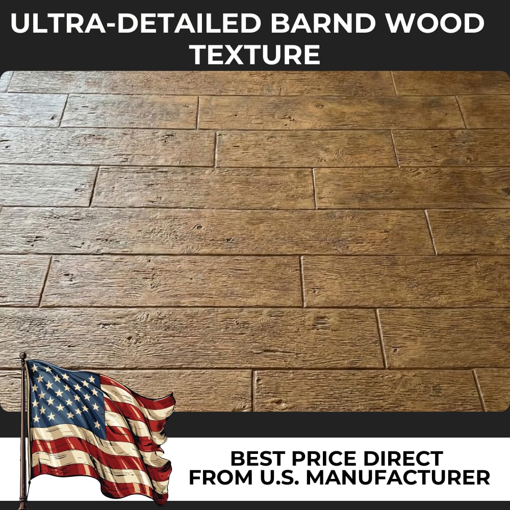 9" Classic Barn Wood Plank Textured Concrete Stamps Set of 6 – Made in USA – Professional Rigid Durable Polyurethane Mats for Patio, Walkway & Driveway SM 5600/S-6