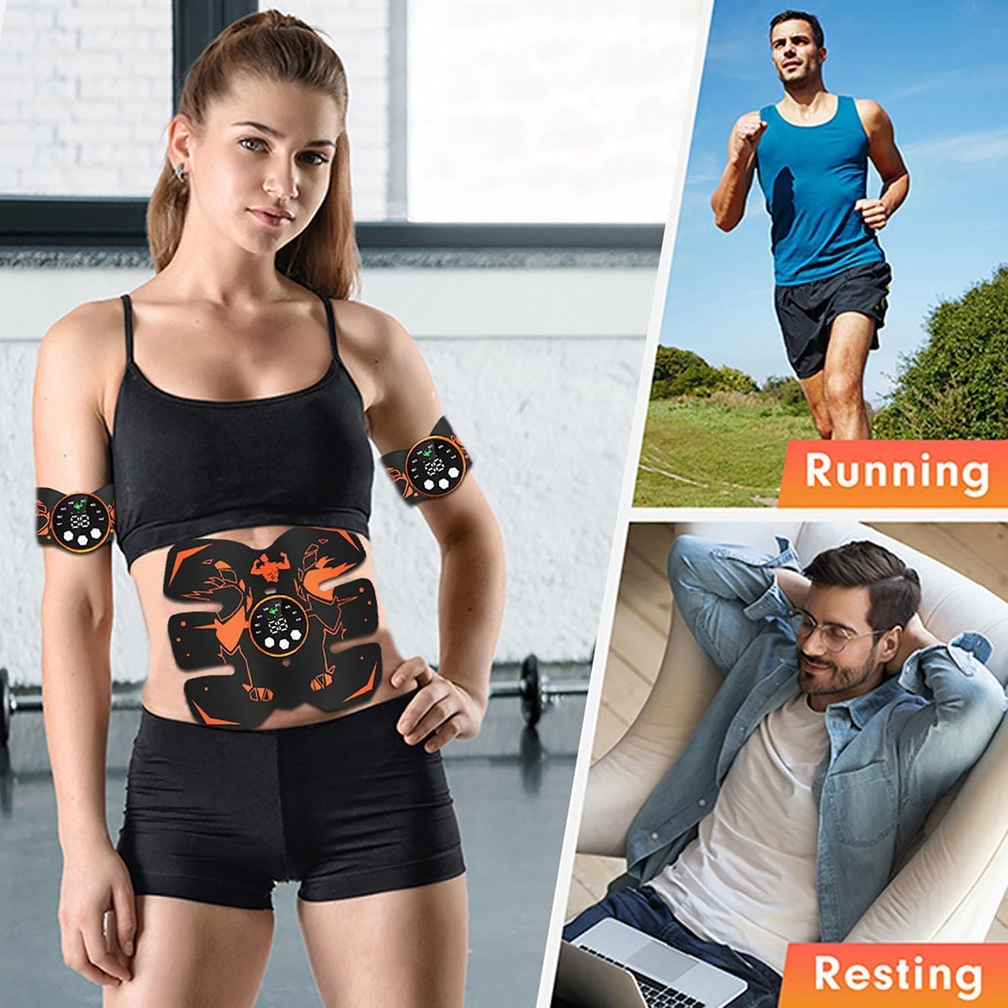 Fitness Belt, Abs Stimulator Full Body Ab/Arm/Hip Trainer Abs Trainer Electronic Toning Belts home workout equipment for Abdomen/Waist/Leg/Arm/Hip