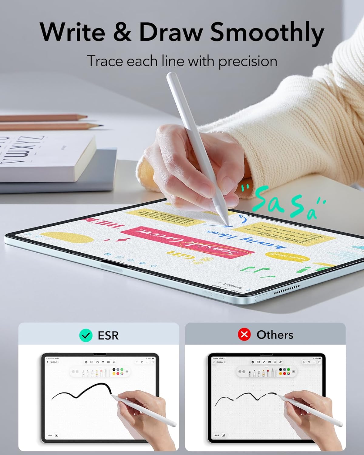 2 Pack 13 Inch M4/M3/M2 (8th/7th/6th 9H ESR Paper-Feel Screen Protectors for iPad Air Generation), Matte Writing