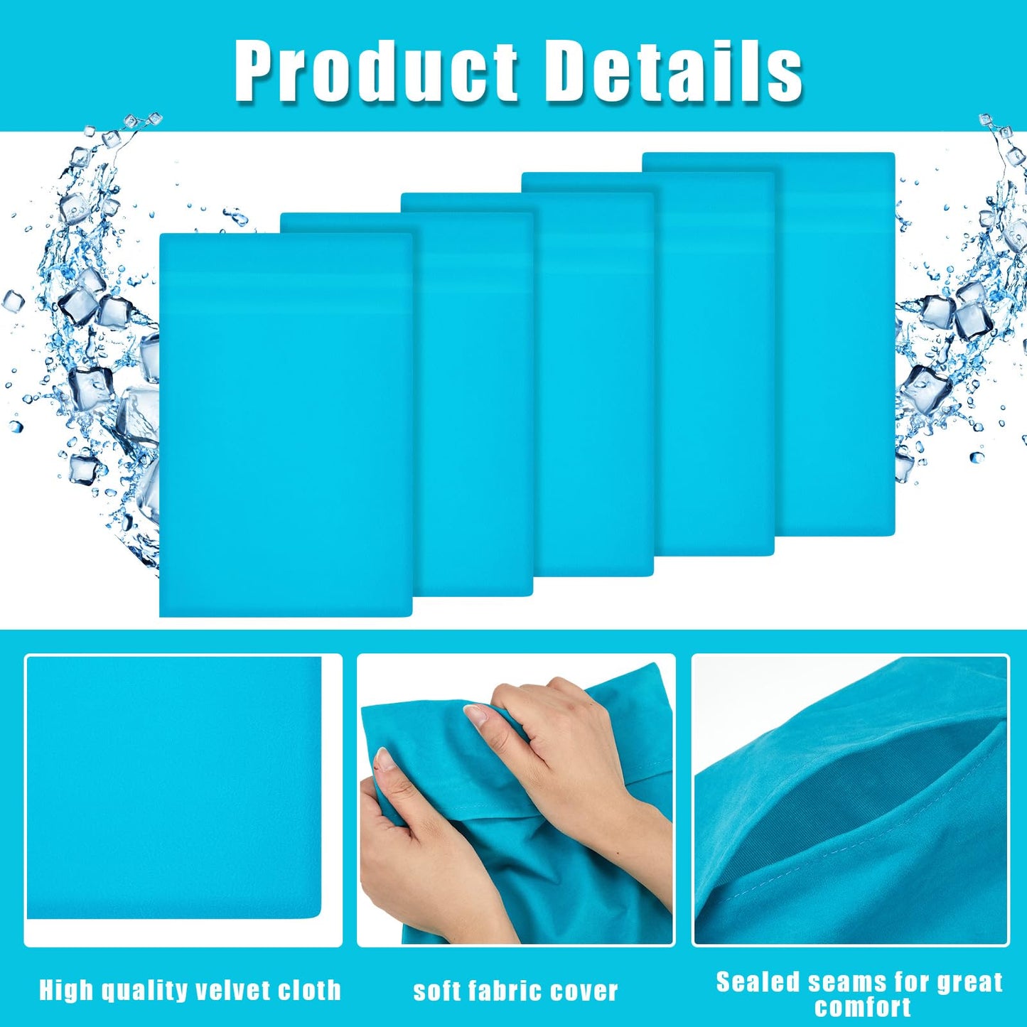 Paterr 5 Pcs Soft Flannel Cold Pack Sleeves Reusable Washable Fabric Cover for Protective Hot Ice Cover, Cold Pack Not Included, Blue(6"x9")