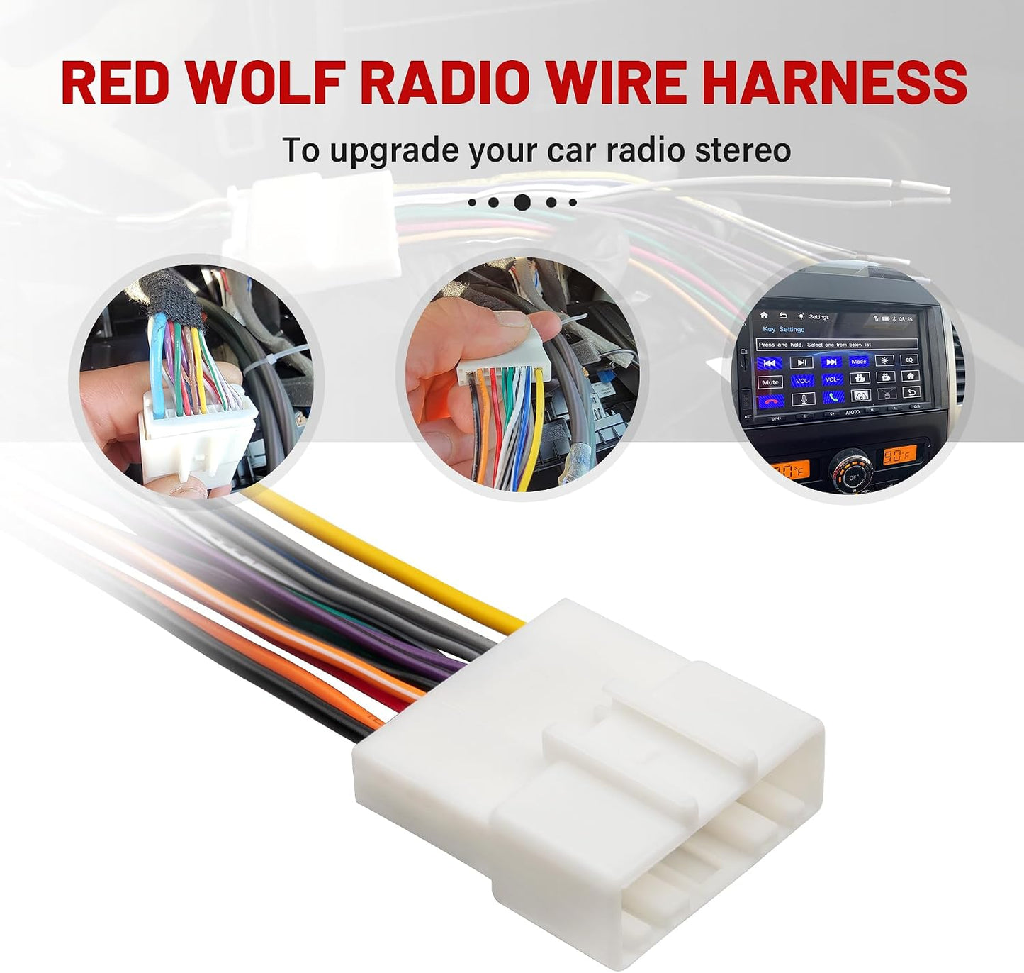 20 2007-2013 RED WOLF Pin Stereo Wiring Harness w/Connector Butt Nissan Infiniti Murano Altima Aftermarket Radio CD