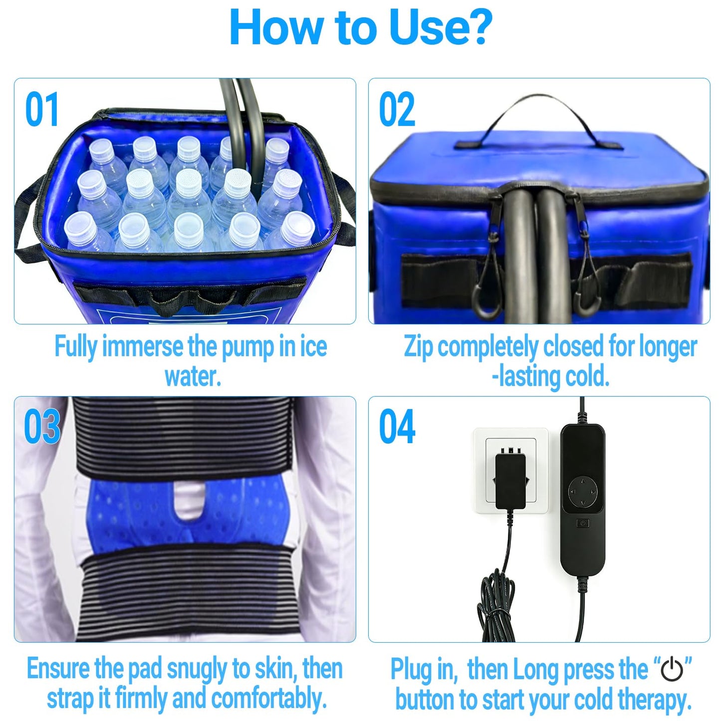 Ice Machine for Knee After Surgery, Cold Therapy Machine for Hip Shoulder Knee Replacement Recovery, Portable Quiet Leak-Proof Knee Ice Machine with Wheels & Universal Pad for Pain Relief and Swelling