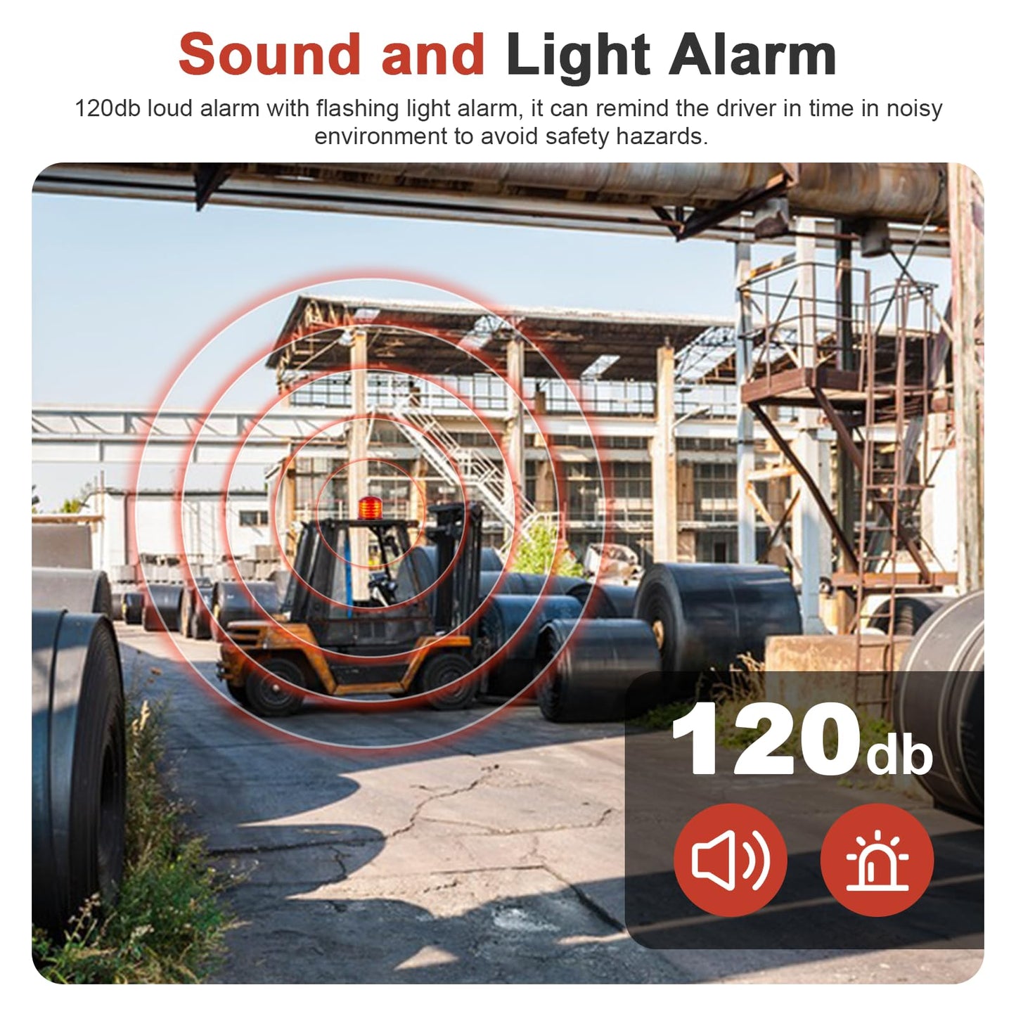 Speed Limit Alarm for Forklift with Remote Overspeed Alarm Siren Horn 120db Forklift Speed Limiter Warning Light Waterproof IP67 Fork Truck Safety System DC12~48V