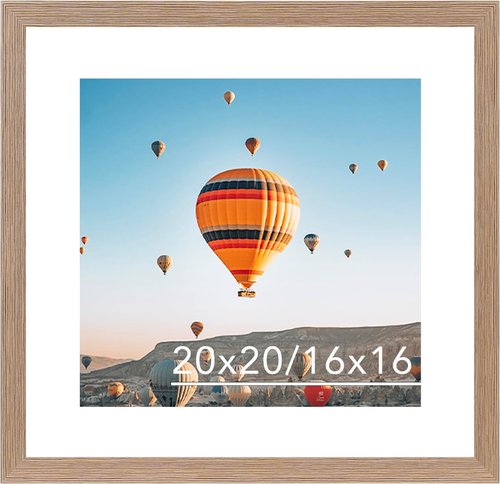 JCJMY 20x20 Picture Frame - Rustic Brown with 16x16 Mat | Shatter Resistant Plexiglass Display