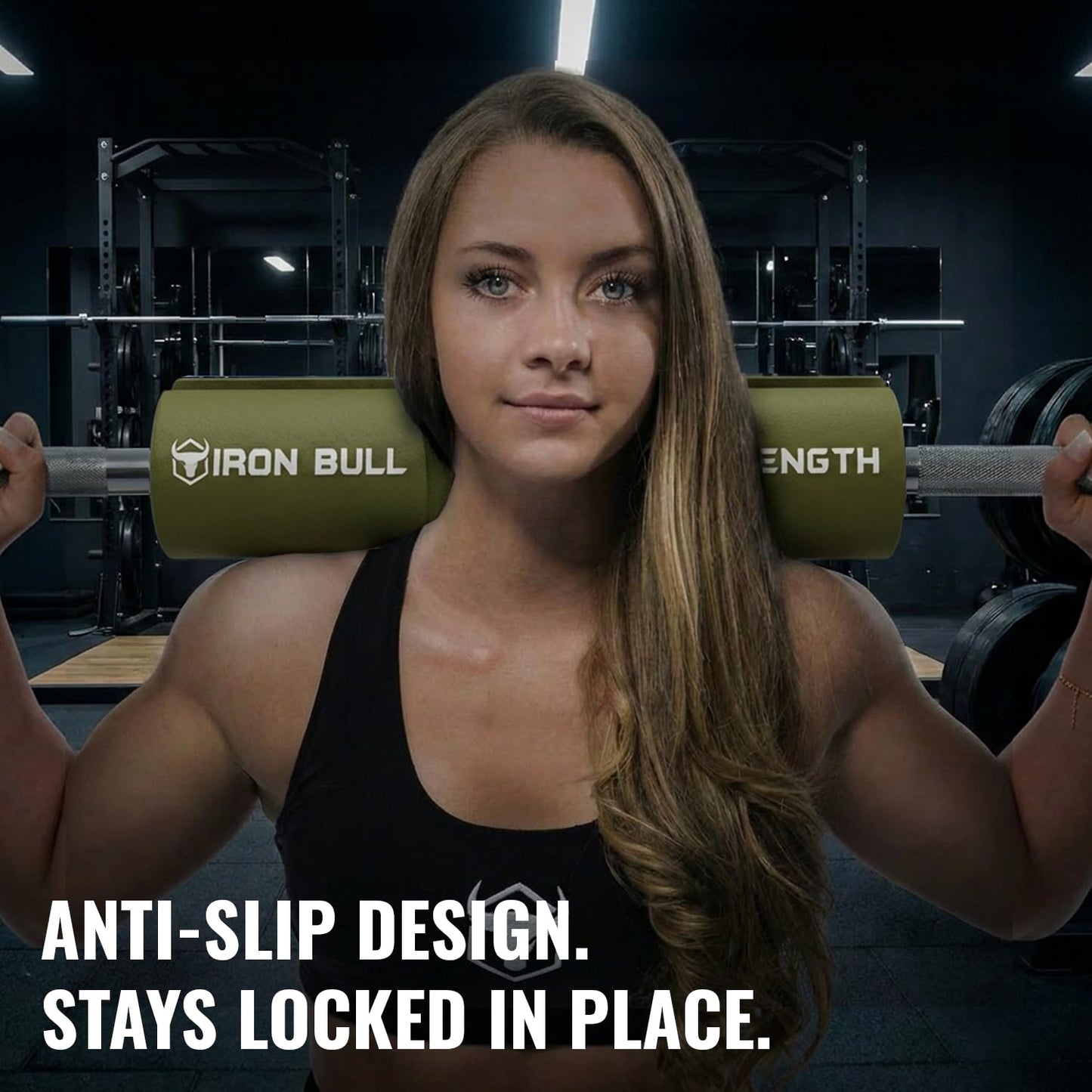 Advanced Squat Pad - Barbell Pad for Squats, Lunges & Hip Thrusts - Neck & Shoulder Protective Pad Support (Green)