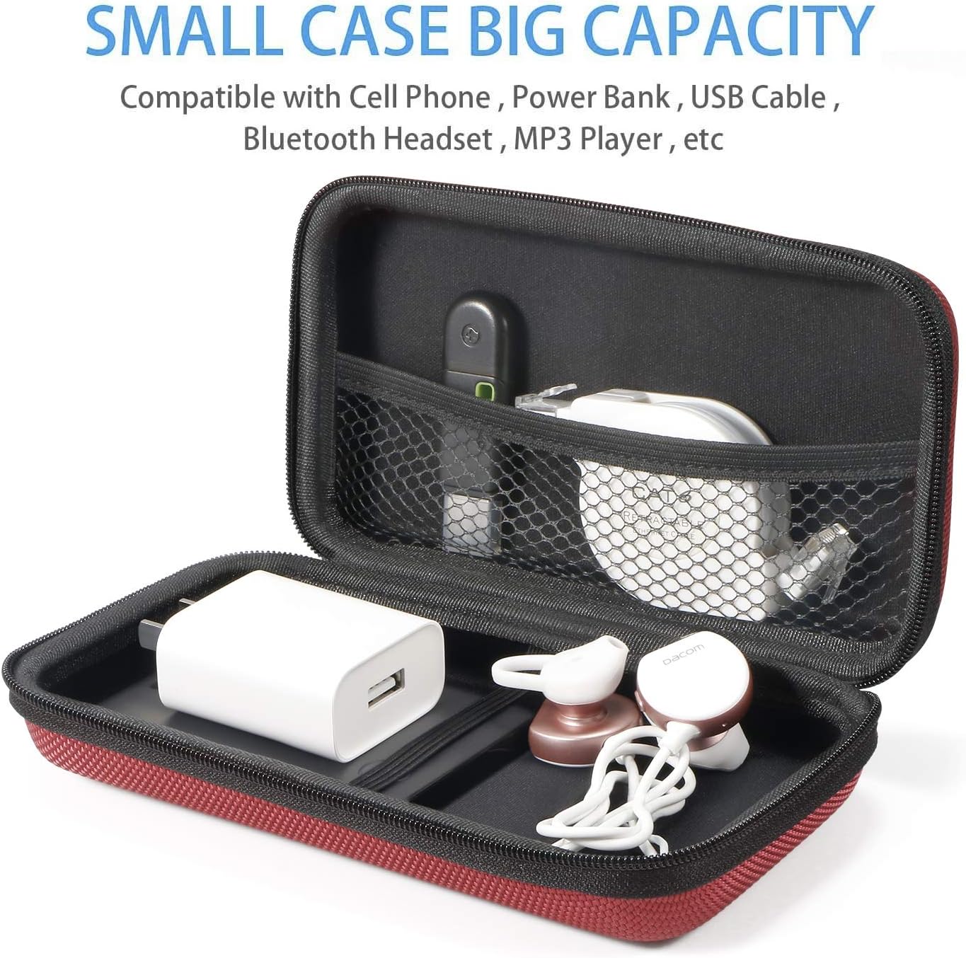3 GLCON Colors Hard EVA Protective Case - Portable Storage for Charging Cable, Power Bank, Hard Drive, Cell Phone