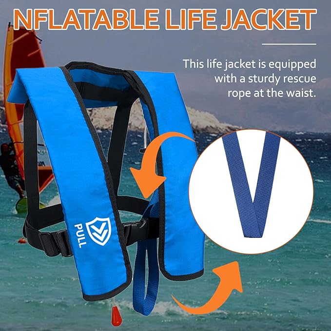 Automatic/Manual Inflatable Life Jacket| Inflatable PFD Kayak Vest Adult| Life Vest for Adults| Outdoor Water Sports| Supports up to 330 lbs|33g of Carbon Dioxide Cylinder