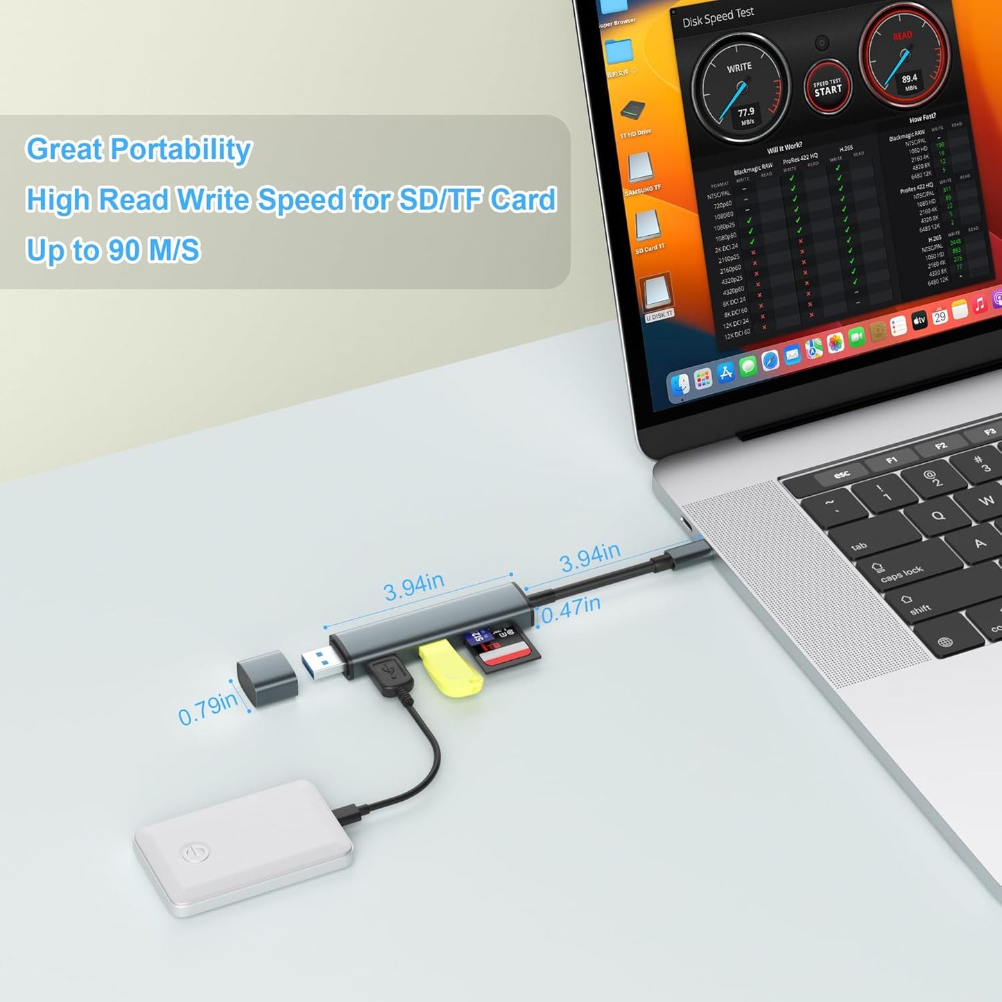 TIANSONG 3.0 15/iPad/Mac 4 S23 S22 USB SD Card Reader with Dual USB Ports, USB C SD Card Reader for iPhone Ports Read