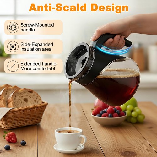13-Cup Glass Coffee Pot Replacement for Ninja CM300 CM371 CM400 CM401 CFP101 CFP301 CFP307 CP301 CF091 CFN601, Coffee Maker Carafe with Brew-Through Lid & Sturdy Handle