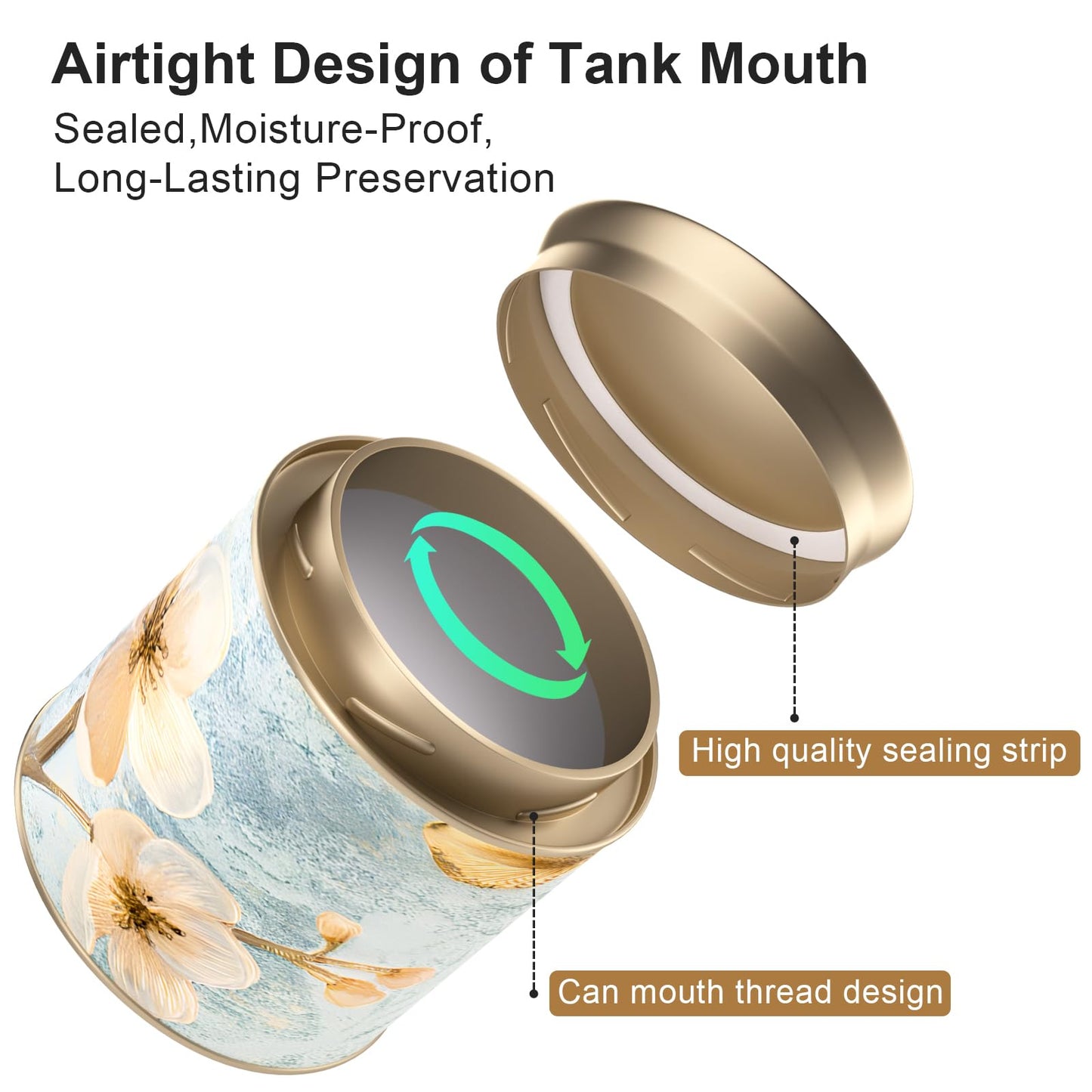 6 Pack Airtight Tea Canisters,15 Fluid Oz Embossed Tea Tins for Loose Leaf Tea Storage. Ideal for Tea, Coffee Beans, Candy, Nuts & More! Perfect for Kitchen and Pantry, Size 3.62x3.62" Coffee Canister