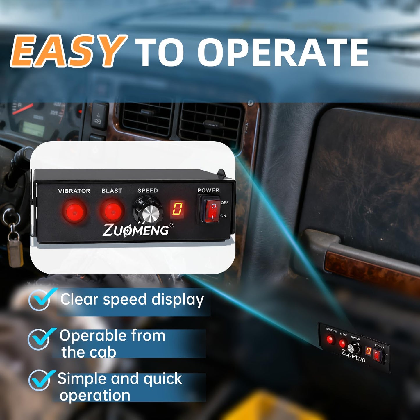 Zuomeng Salt Spreader Speed Controller, 0–9 Speed Levels with Blast Mode, Compatible with TGS Series Tailgate Spreaders SaltDogg 3011864, Cab Control Prevents Clogging for Winter Snow Removal