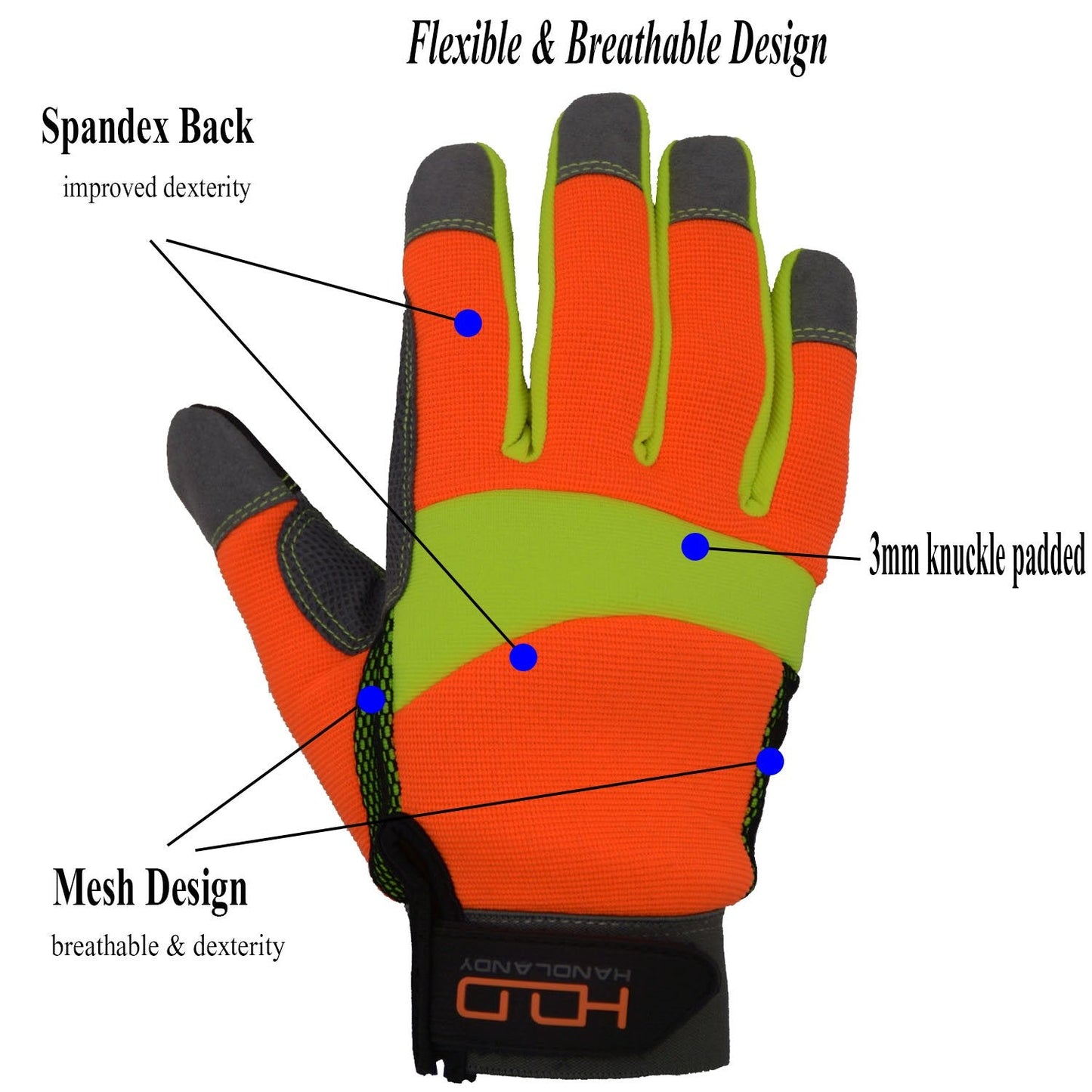 HANDLANDY Hi-vis Reflective Work Gloves Bulk, Pack of 12 Pairs Anti Vibration Safety Gloves for Men Women, Touch Screen (Medium, 12 pairs Hi-vis Yellow)
