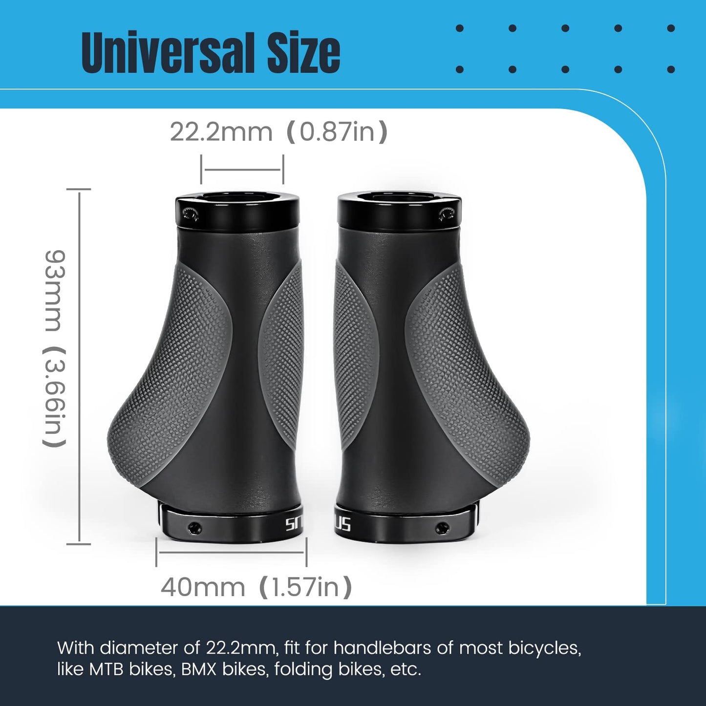 Bike Grips Rubber Ergonomic Antislip Handlebar Grips for MTB Bicycle Mountain