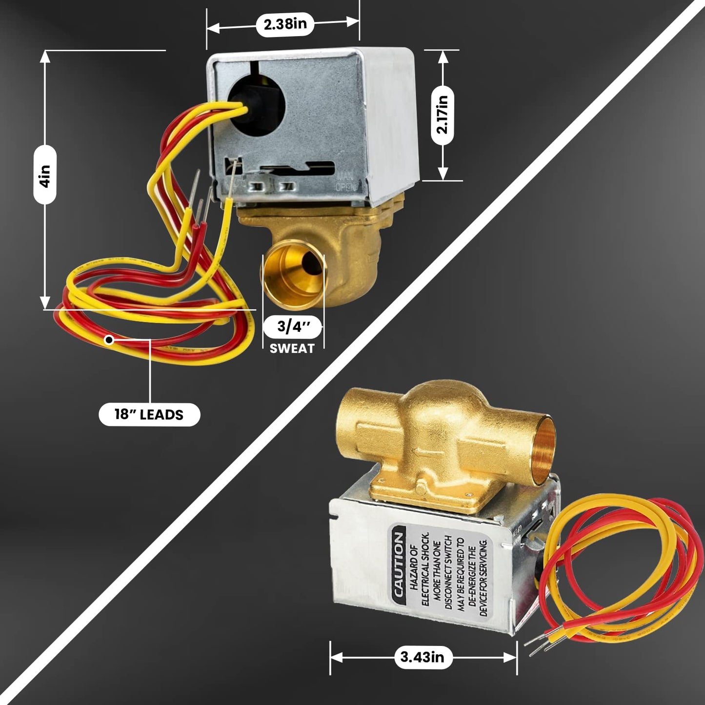 V8043E1012 Motorized Zone Valve for Honeywell, 3/4 Sweat Connection, Replaces V8043F1093 40003916-048/U Replaces Head Actuator, for Failed Honeywell Zone Valve for Heating Loop System,2-way4-Wire 24V