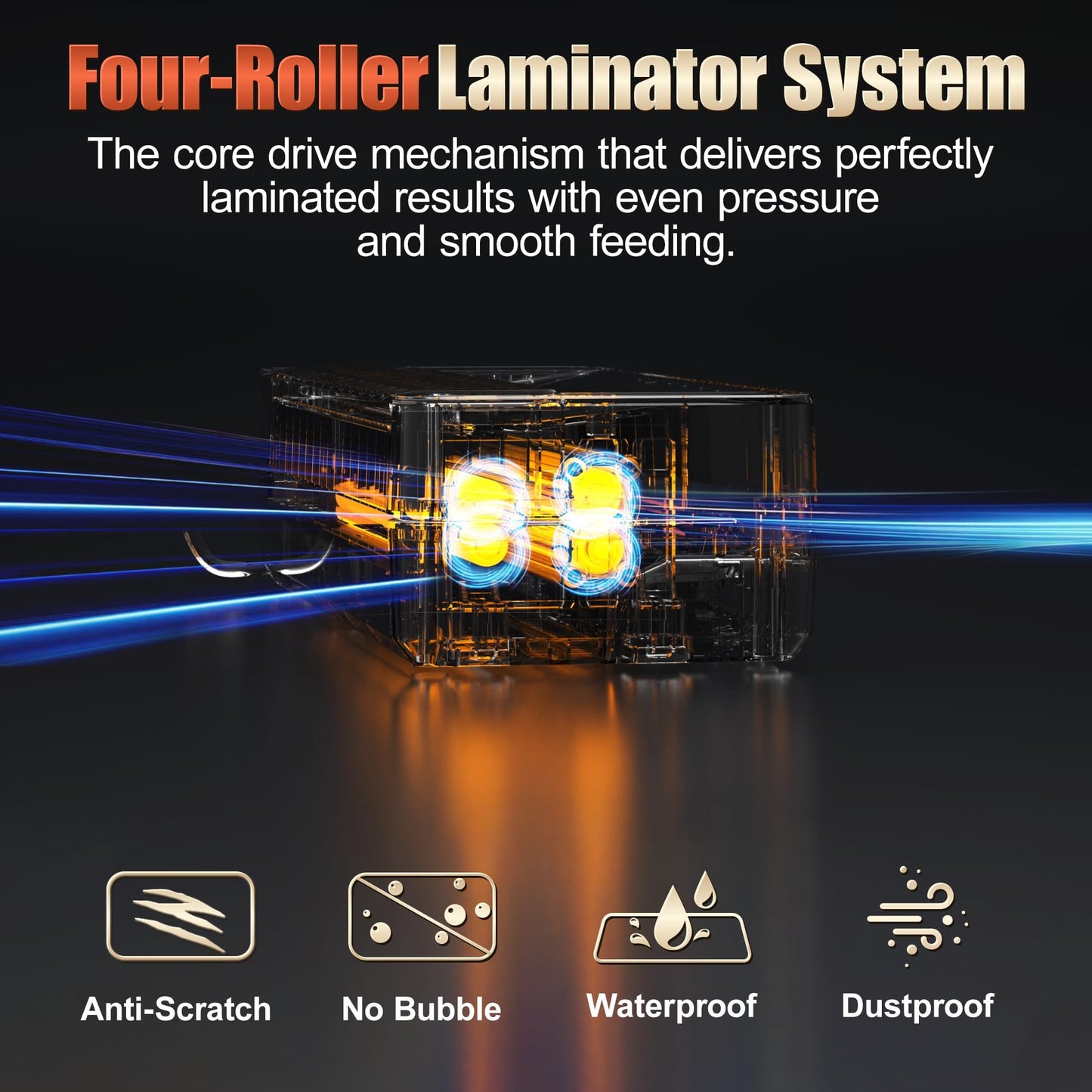 13" 4-Roller Commercial Laminator Machine,3-10 Mil Thickness Laminating Machine,Fast 55s Warm-Up&1000mm/min Laminating Speed for Laminating 11x17&A3 Size,Includes 30 Sheets for Office,School(White)