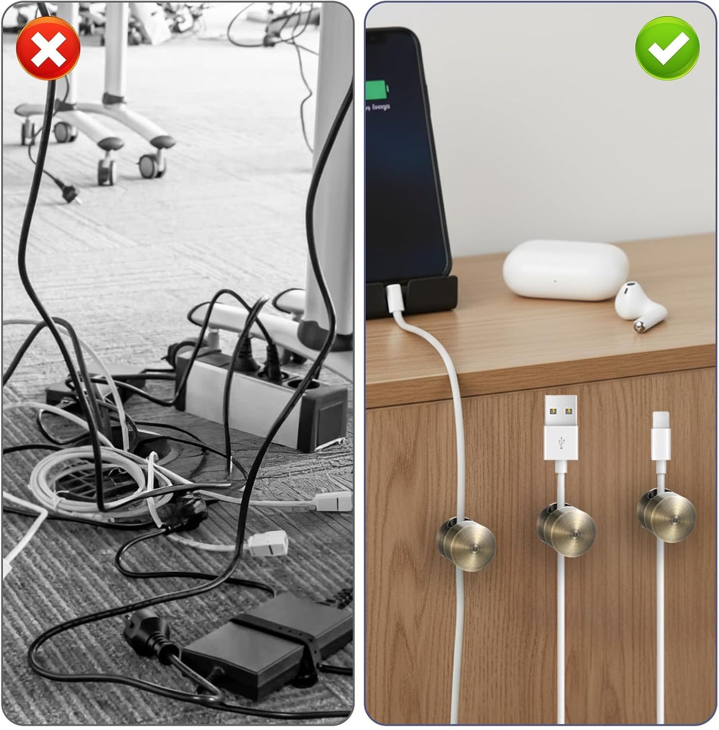 Sibba 3 Cable Anchor Holders PCS Antique Bronze Charger Holders for Cords Aluminum Adhesive Cord Clips for Desk