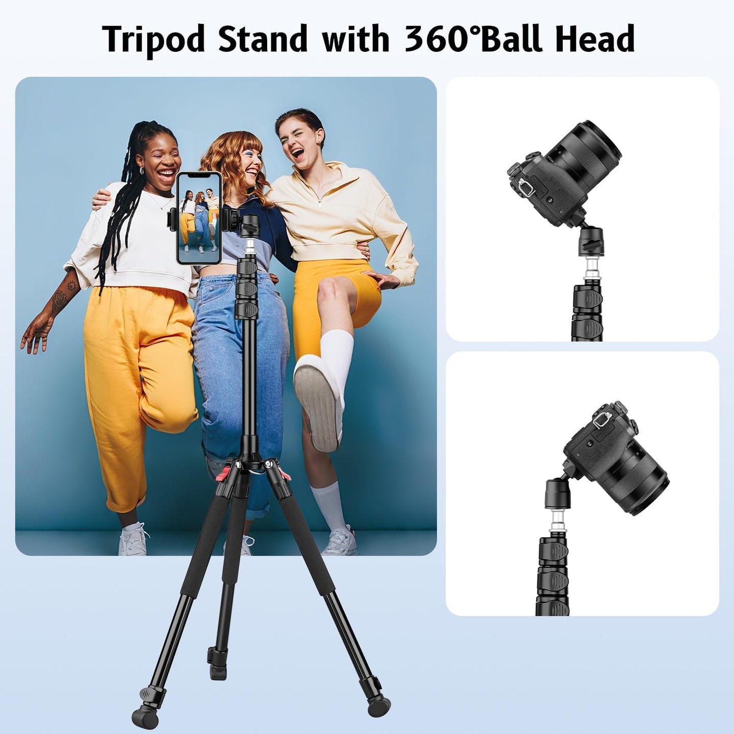 Victiv 6.56ft/200cm 360 4.4lb/2kg Light Stand for Photography, Adjustable Aluminum Tripod with Ball Head, Compact Light