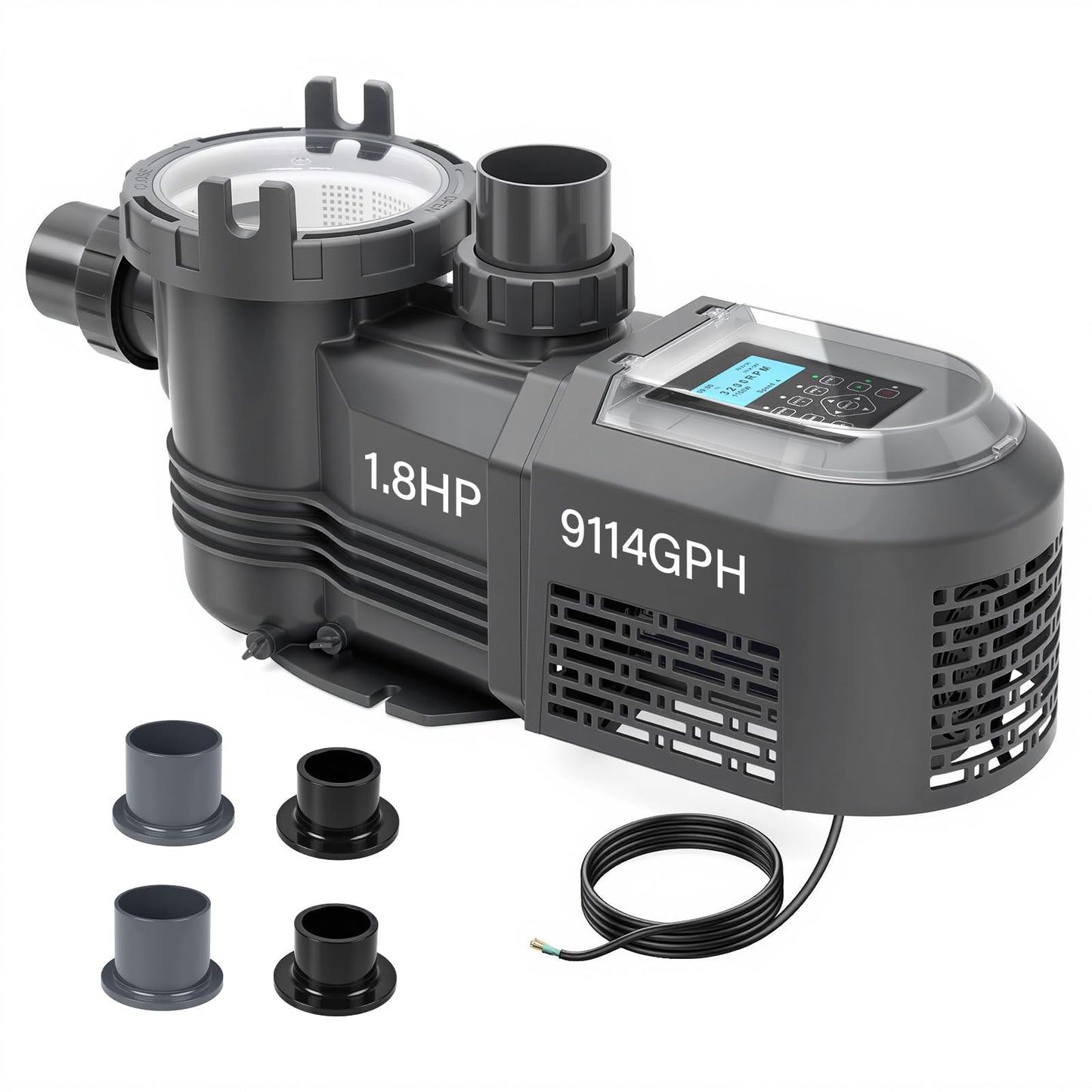 Anbull Variable Speed Pool Pump, 1.8 HP, 220V, 9114GPH, Above/Inground Pool Pump, Energy Efficient, High Flow, Powerful Self Primming Swimming Pool Pumps with Filter Basket
