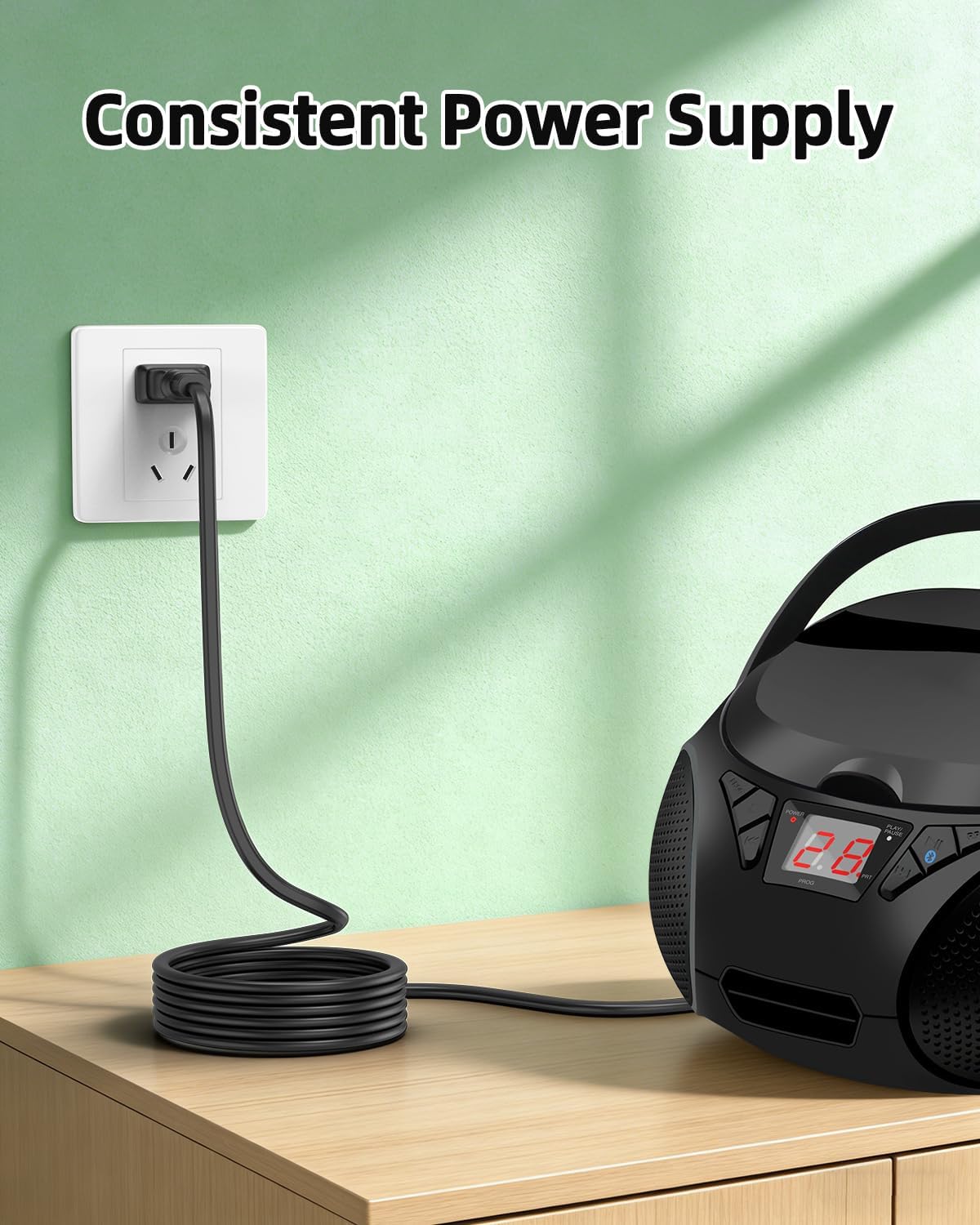 Tomatosd 2-Prong CD6951 CD6951-SL Cassette CD6925 CD6925BT-BK CD6925BT-SL AC IN Power Cord Cable Plug Compatible