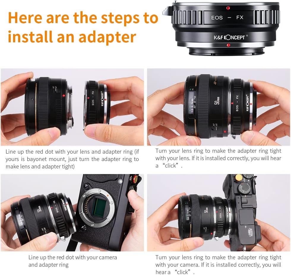 K&F CONCEPT X-Pro1 Lens Mount Adapter EOS EF/EFS Lens to Fuji FX Mount X Camera X-Series Mirrorless Cameras