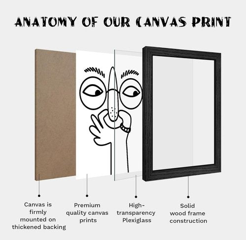 Funny Bathroom Wall Art | Black and White Humorous Canvas Print - 8x10 Inch Framed Decor