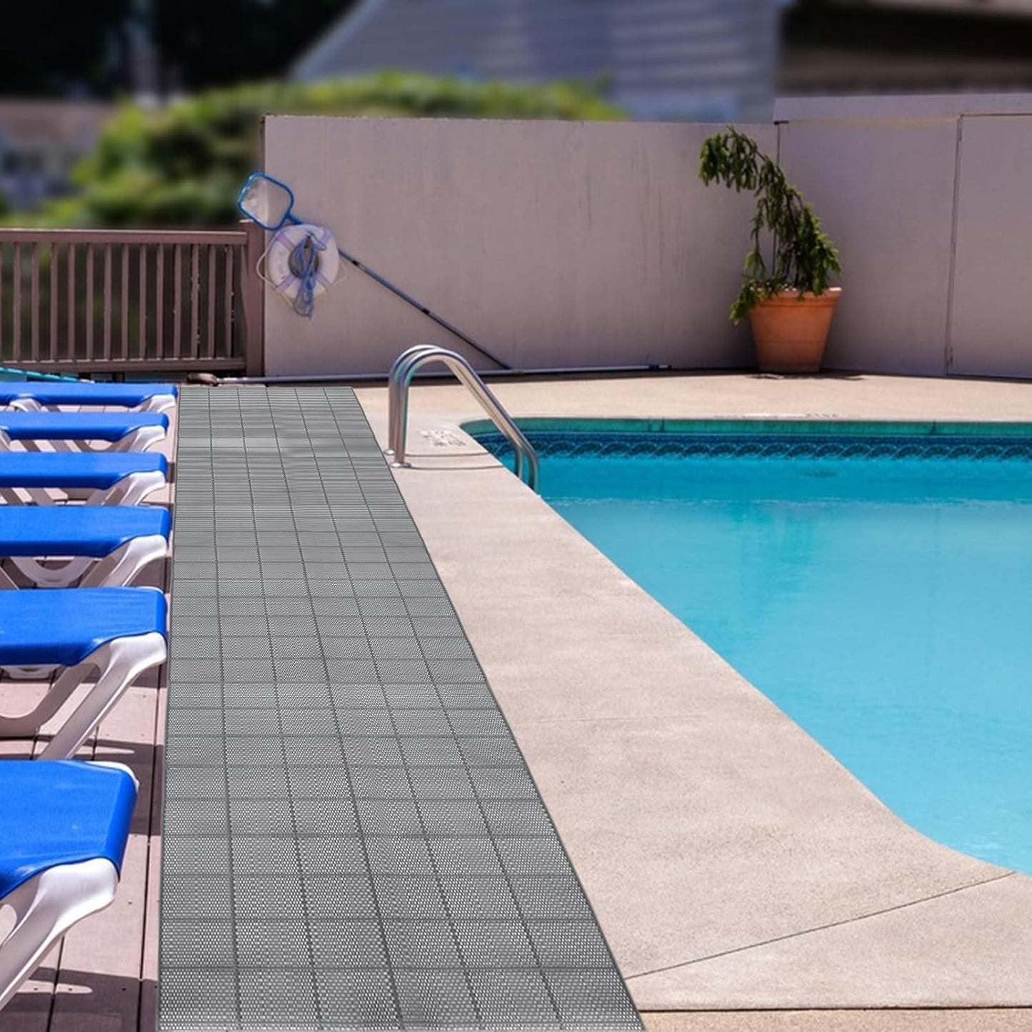 3 x 40FT Drainage Pool Flooring Mats Non Slip Swimming Pool Mat PVC Splash Matting Mesh Hollow Doormat Roll for Outdoor Indoor Garage Restaurant Sauna SPA Heavy Duty Commercial Anti Slip Floor Mats