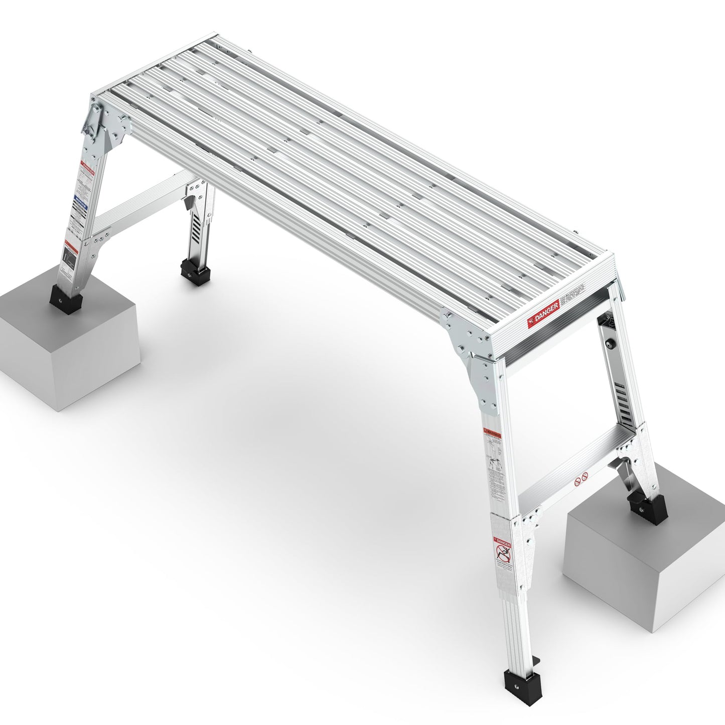 Aluminum Work Platform Height Adjustable Folding Portable Work Bench, Step Ladder Car Wash Step Stool, Telescopic Feet 22" -27.5" Height for Painting, Washing, Suitable for Home, Garage