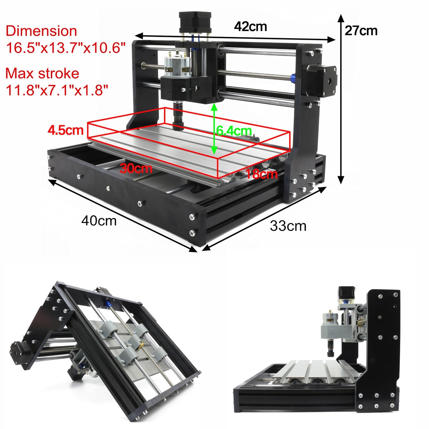 CNCTOPBAOS CNC 3018-PRO Wood Router Kit 3 Axis USB DIY Mini Engraver Milling Engraving Machine Cutter Plastic Acrylic PCB PVC Carving GRBL Control 300x180x45mm
