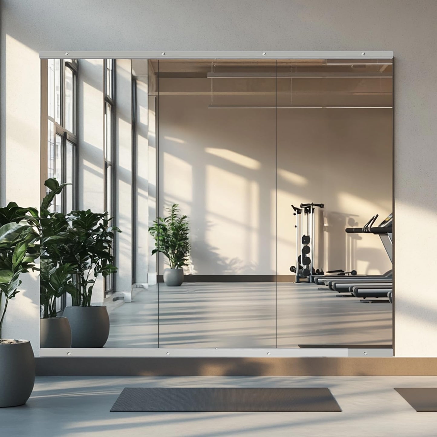 Snowdool Gym Mirror, 56''X16''(Each) -2PCS Full Body Mirror for Yoga, Garage, Dance Studio, Anti-Rust, Tempered Glass,Frameless Mirrors, Wall-Mounted Large Workout Mirrors