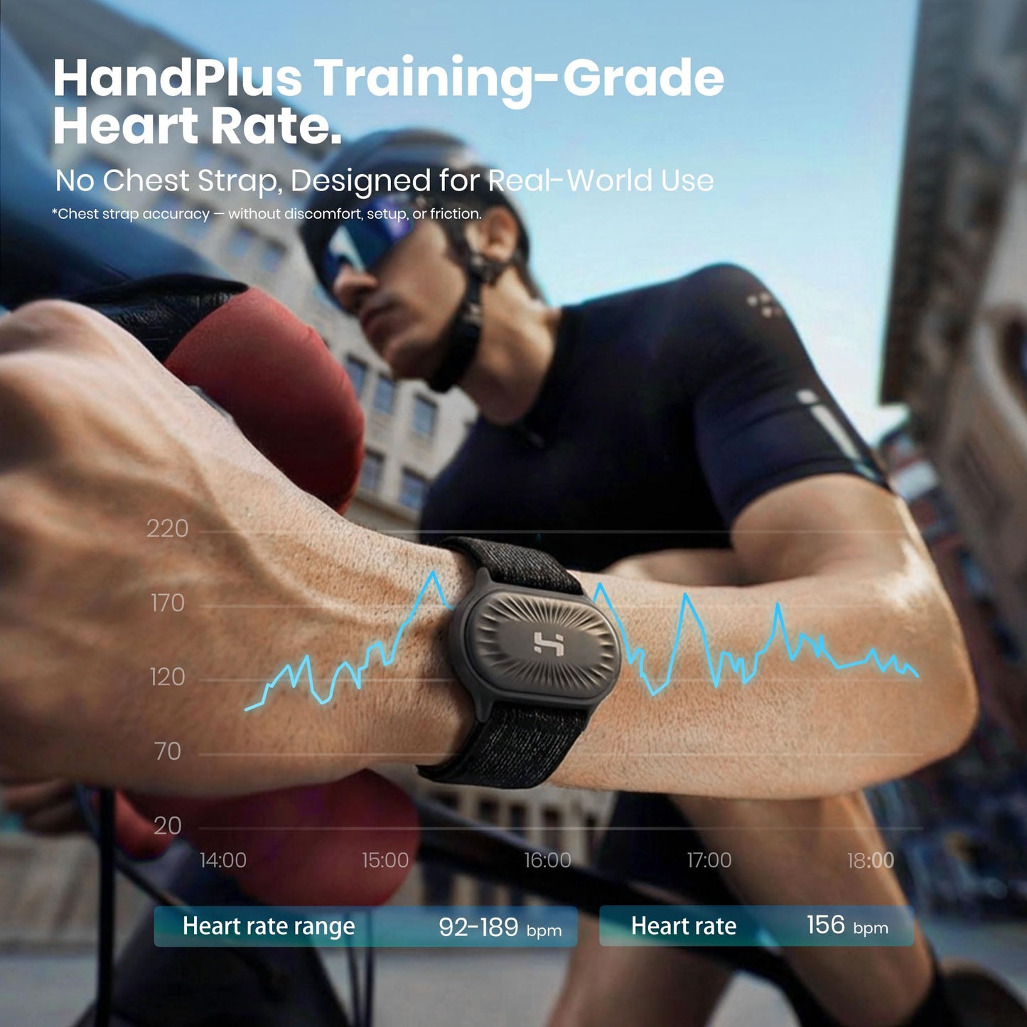 HandPlus Heart Rate Monitor, Comfort Training-Grade Optical Fitness Tracker, Advanced Optical HR with Zone Accuracy, 72h Offline Storage, Bluetooth & ANT+ for Fitness Training