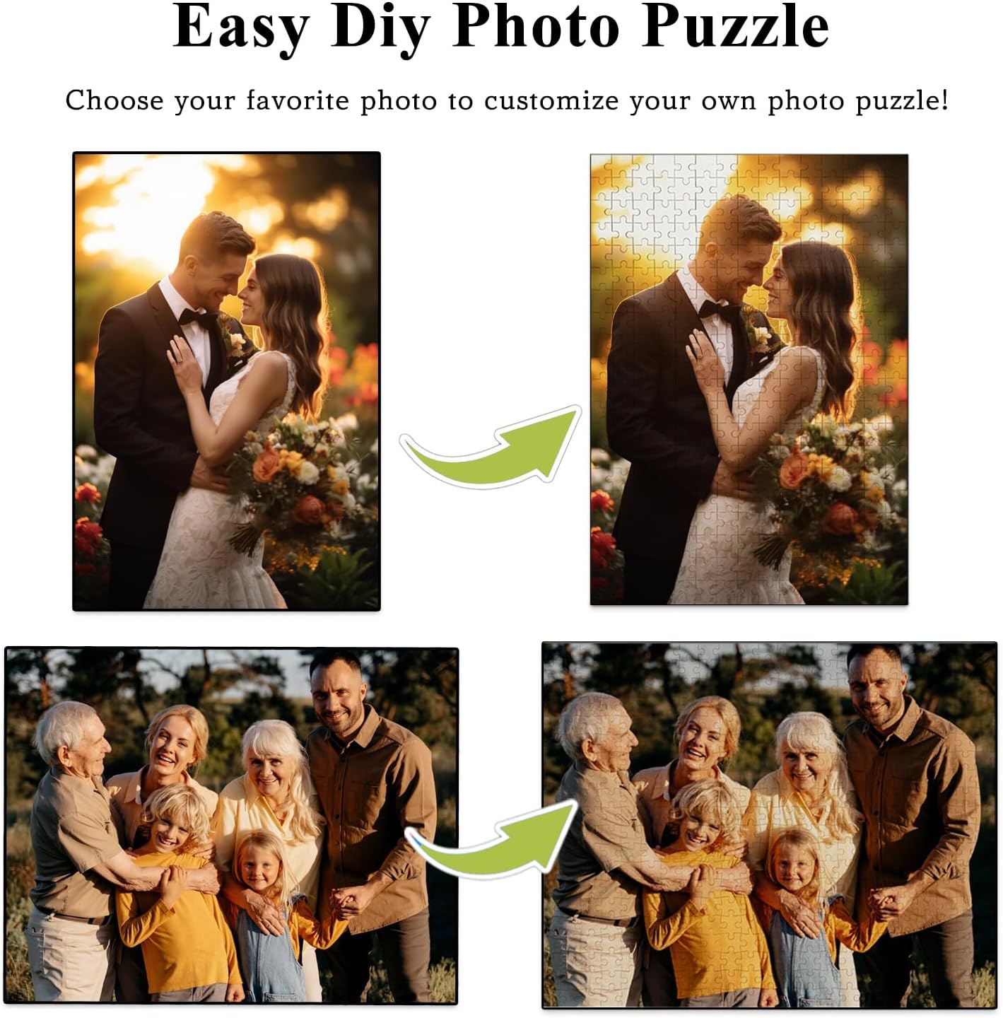 Skiennix Custom 1000-Piece Puzzle | Personalized Family Photo Gift for Christmas, Birthdays, Weddings
