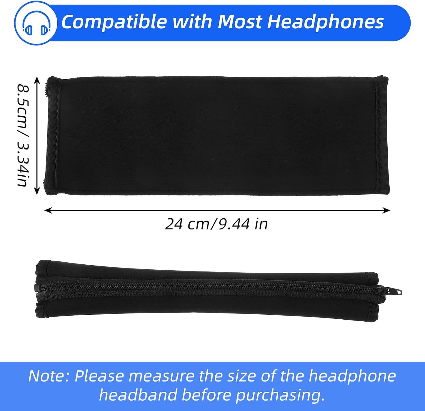 Josojoou 2PCS Headphone Headband, Headphone Headband Cover with Zipper, Replacement Headphones Band Cushion, Suitable