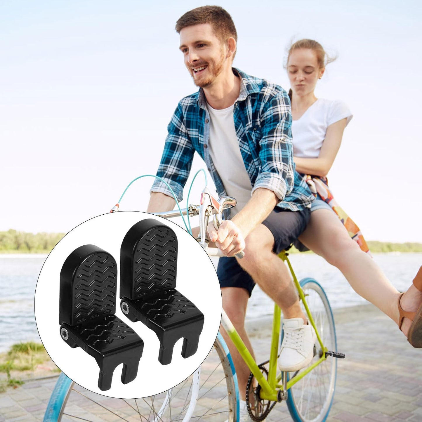 2pcs Bike Foot Pegs, Aluminum Alloy Non-Slip Folding Bike Rear Pedals for Passengers Mountain Road E-Bicycles BMX Accessories