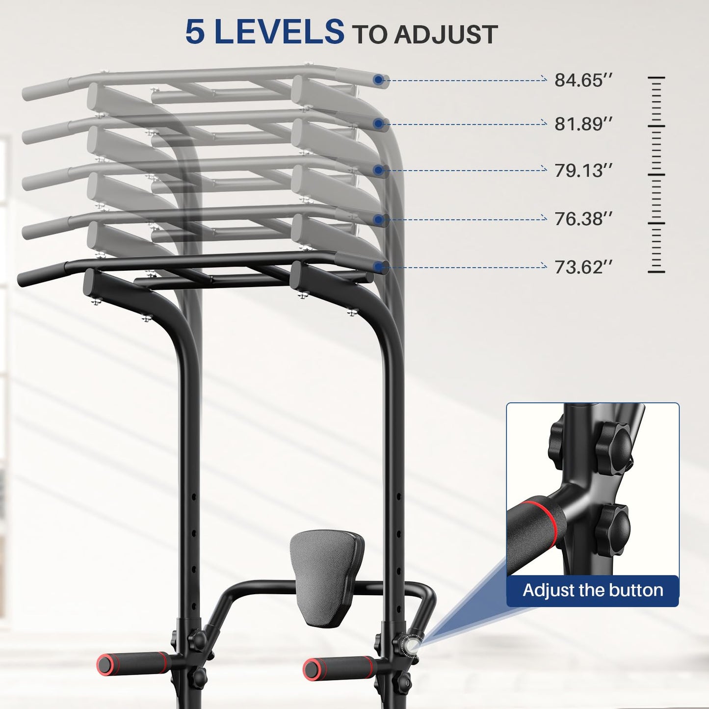 BangTong&Li Power Tower, Pull Up Bar Dip Station/Stand for Home Gym Strength Training Workout Equipment (Black-02)