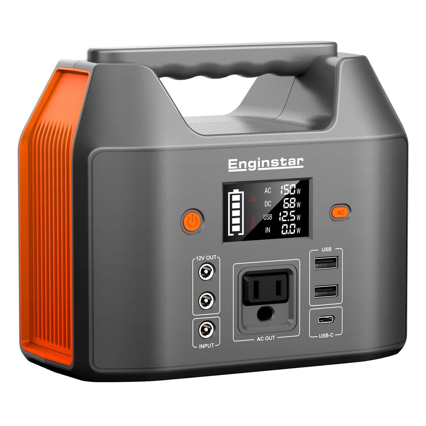 EnginStar Portable Power Station 150W 155Wh Solar Generator 110V 42000mAh Portable Power Bank w/AC Outlet, 6 Outputs External Battery Backup LED Light for Outdoor Camping