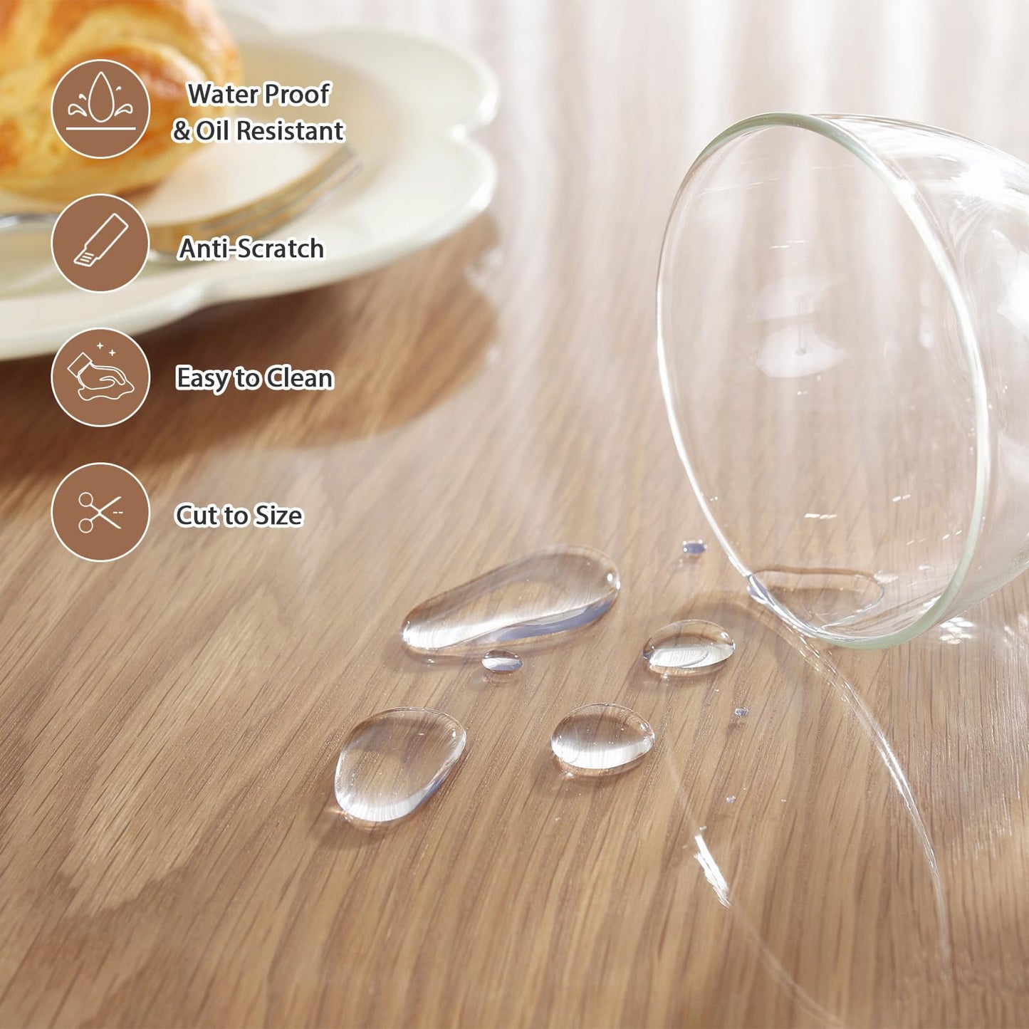 LovePads Round Clear Table Cover Protector 60 Inch, 2mm Thick Table Protector for Dining Room, Waterproof Plastic Cover PVC Vinyl Tablecloth, Circle Tabletop Protective Pad for Furnture Surface