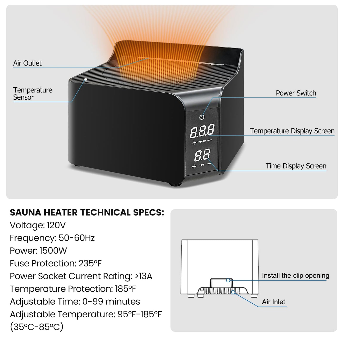 TaTalife Upgraded Hot Air Sauna, 1 or 2 Person Sauna Tent, 1500W & 159°F Portable Dry Wind Saunas, with 660nm Red Light, 2 Folding Chairs, X-Large Full Size Indoor SPA Tent for Body Recovery（110V）