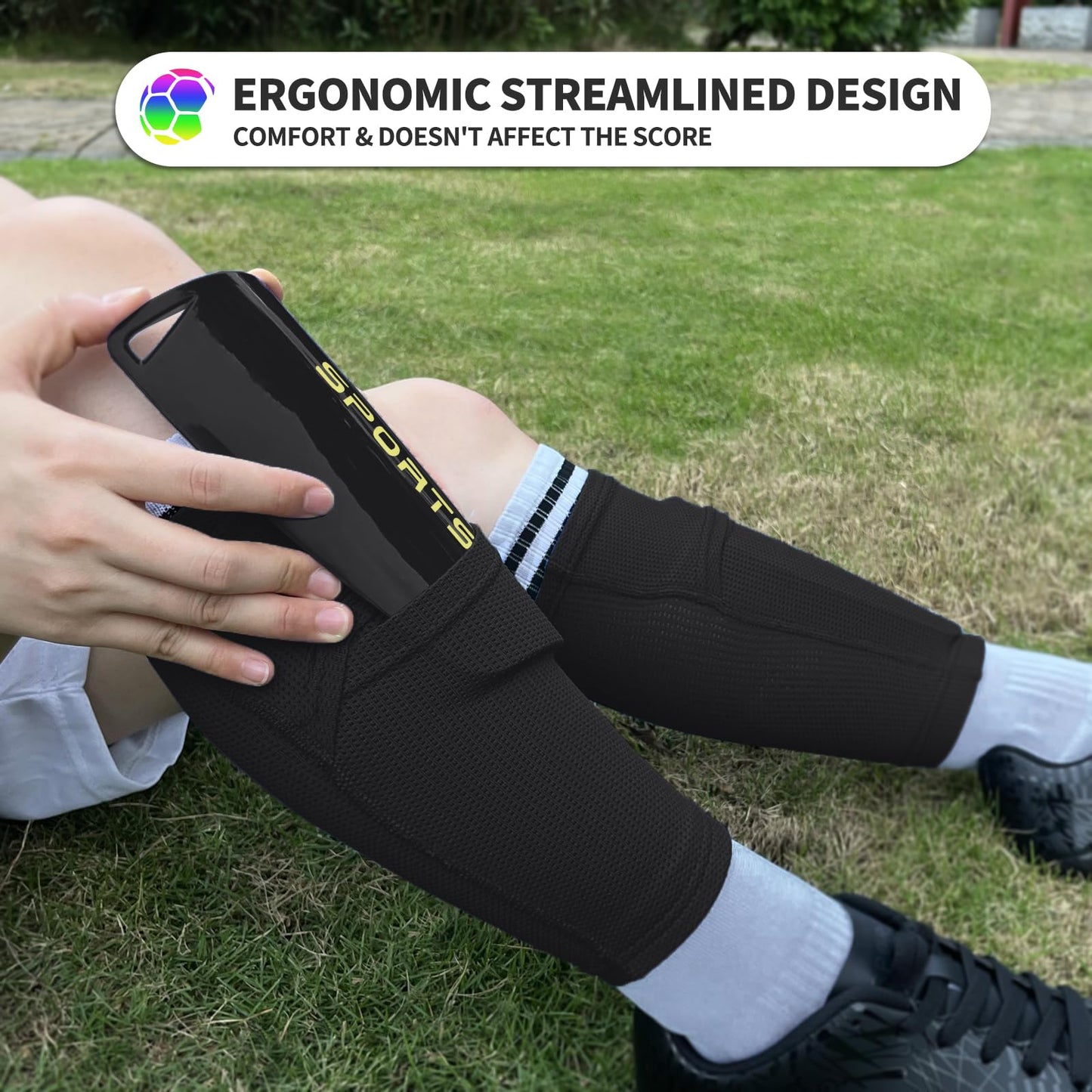 ATHCISE Kids Youth Soccer Shin Guards with Sleeves, Slip in Shinguards Soccer Shin Pads for 3-15 Years Old Boys Girls Child Teens