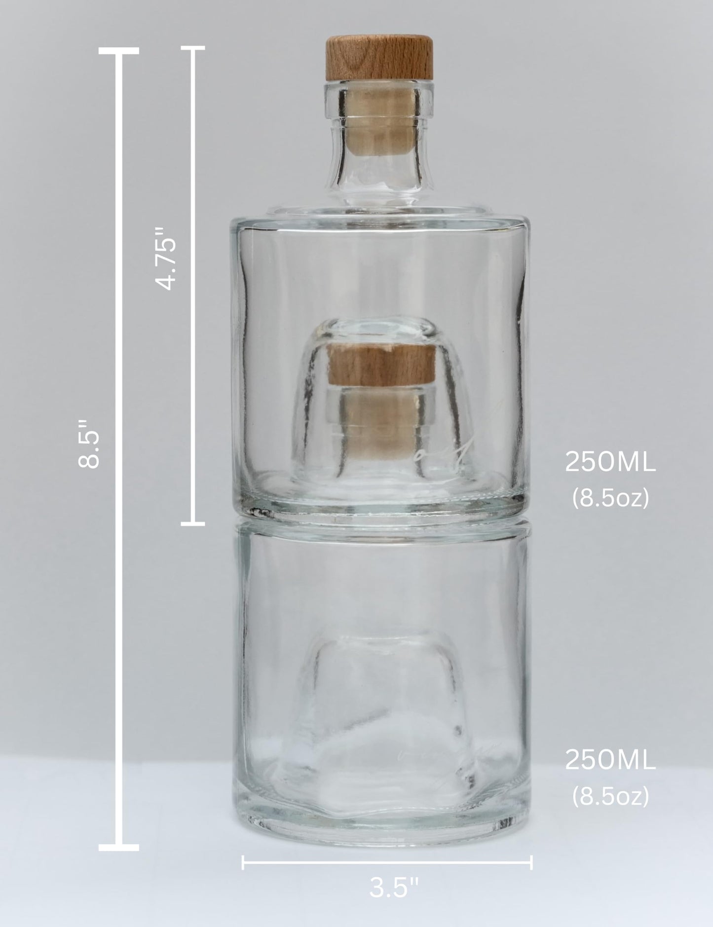 Oil and Vinegar Glass Dispenser Set, 8oz Bottles with Cork Lid - Handcrafted, Premium Quality, Eco-Friendly