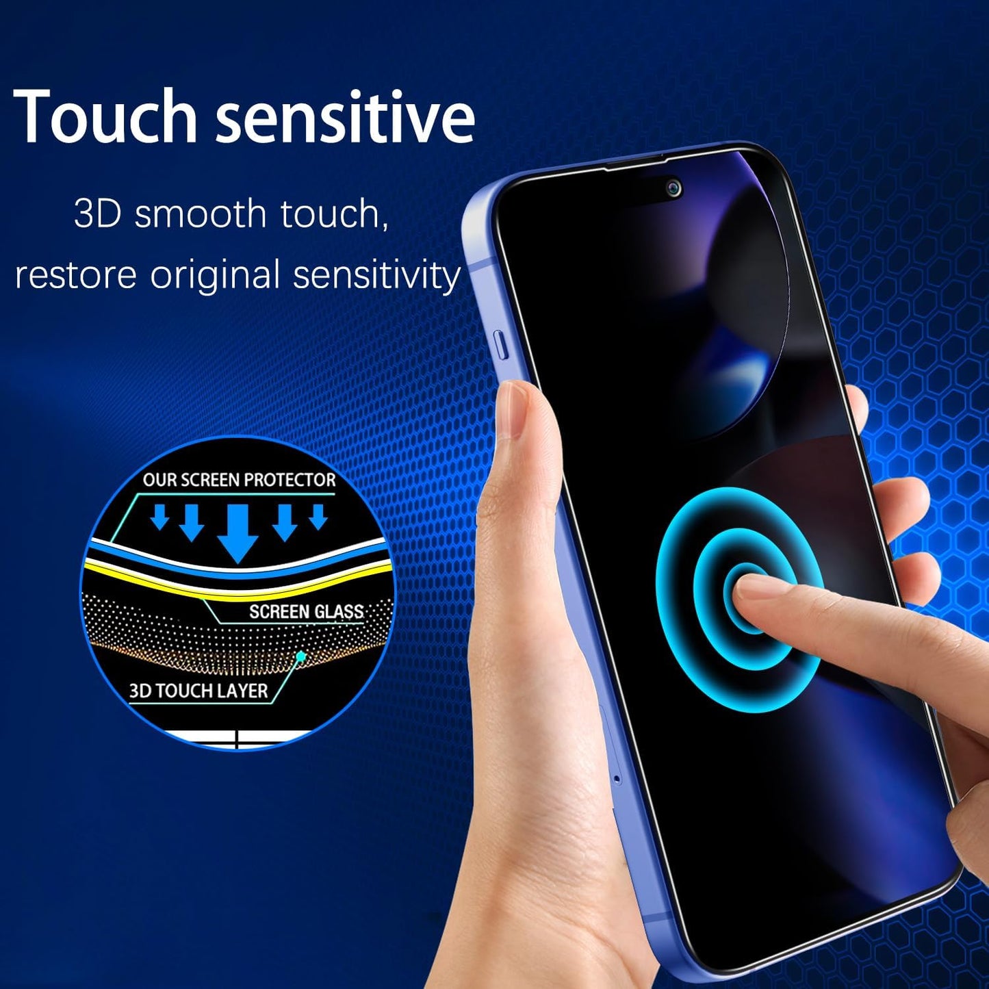 [2-Pack 16 MAYtobe Privacy Screen Protector Designed for iPhone Tempered Glass, Anti Spy, No Bubbles, Anti Scratch