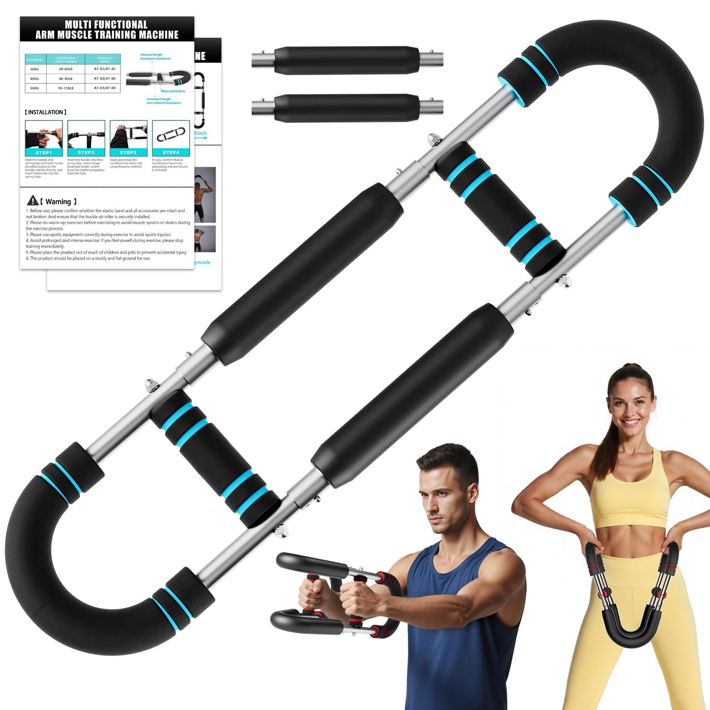 EAST MOUNT Twister Arm Trainer 20-111lb Adjustable Chest Workout Equipment for Men Women Portable Spring Resistance Muscle Builder Strength Training for Arms Chest Shoulders for Home Gym Fitness