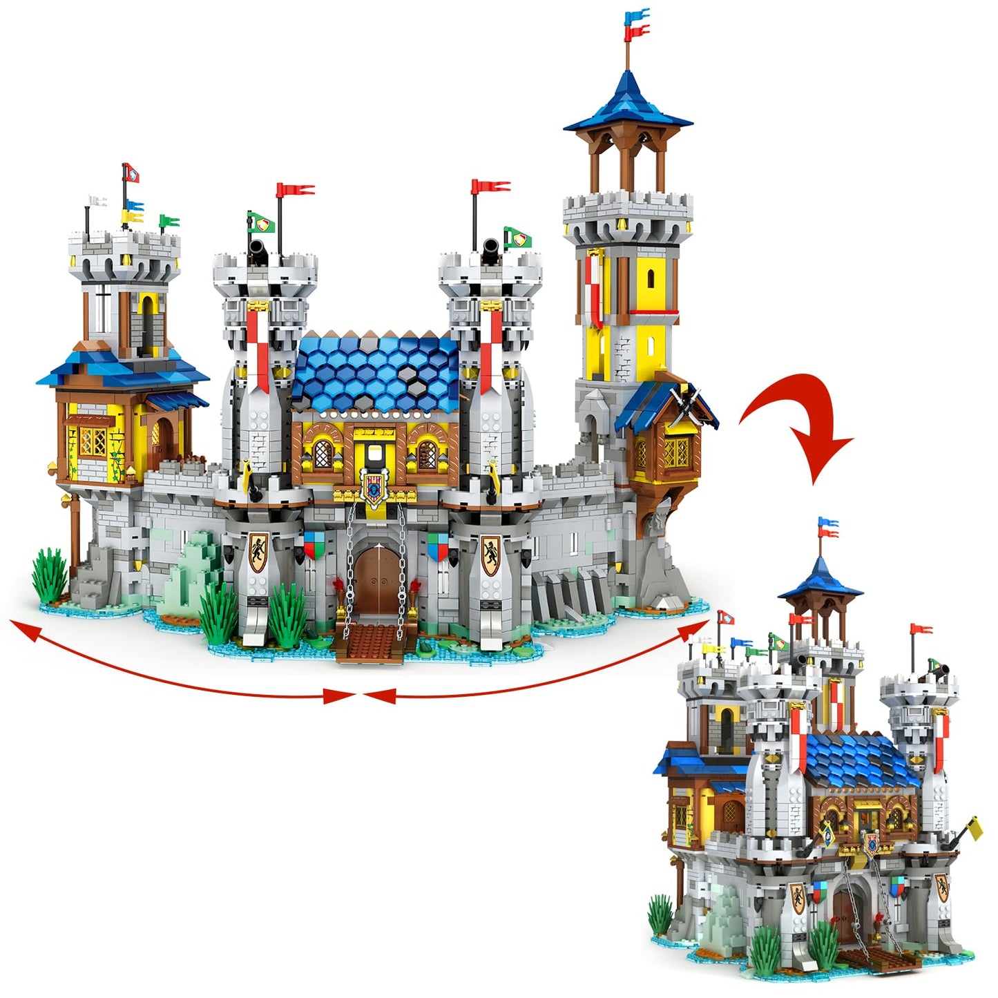 ZenithFlow Medieval Castle Building Blocks Kit, Retro European Castle Lighting Building Set for Adults, Architecture House Model Idea Gifts Home Decoration 2599 PCS