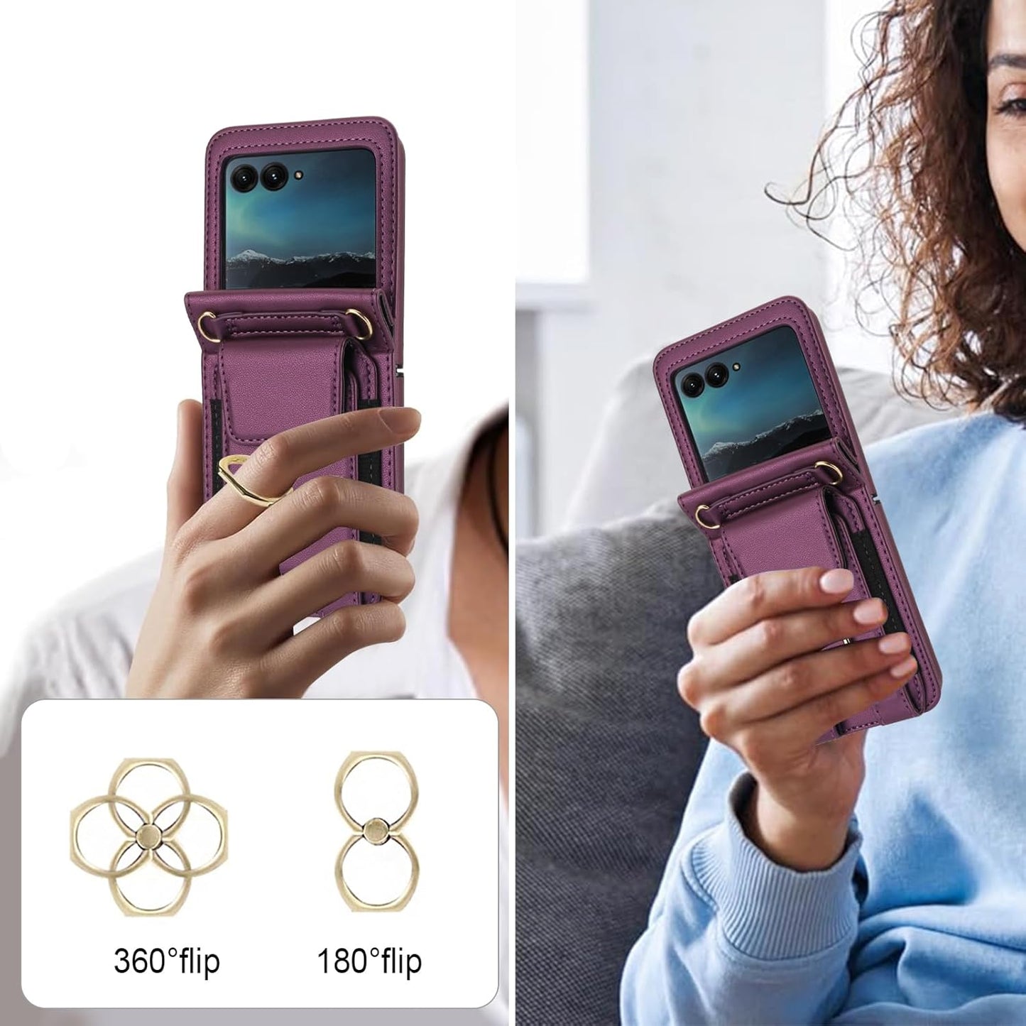 Asuwish 50 2024/Razr 2024 Plus2024 Phone Case for Motorola Moto Razr Ultra/Razr+ Plus Wallet Cover with Ring Crossbody
