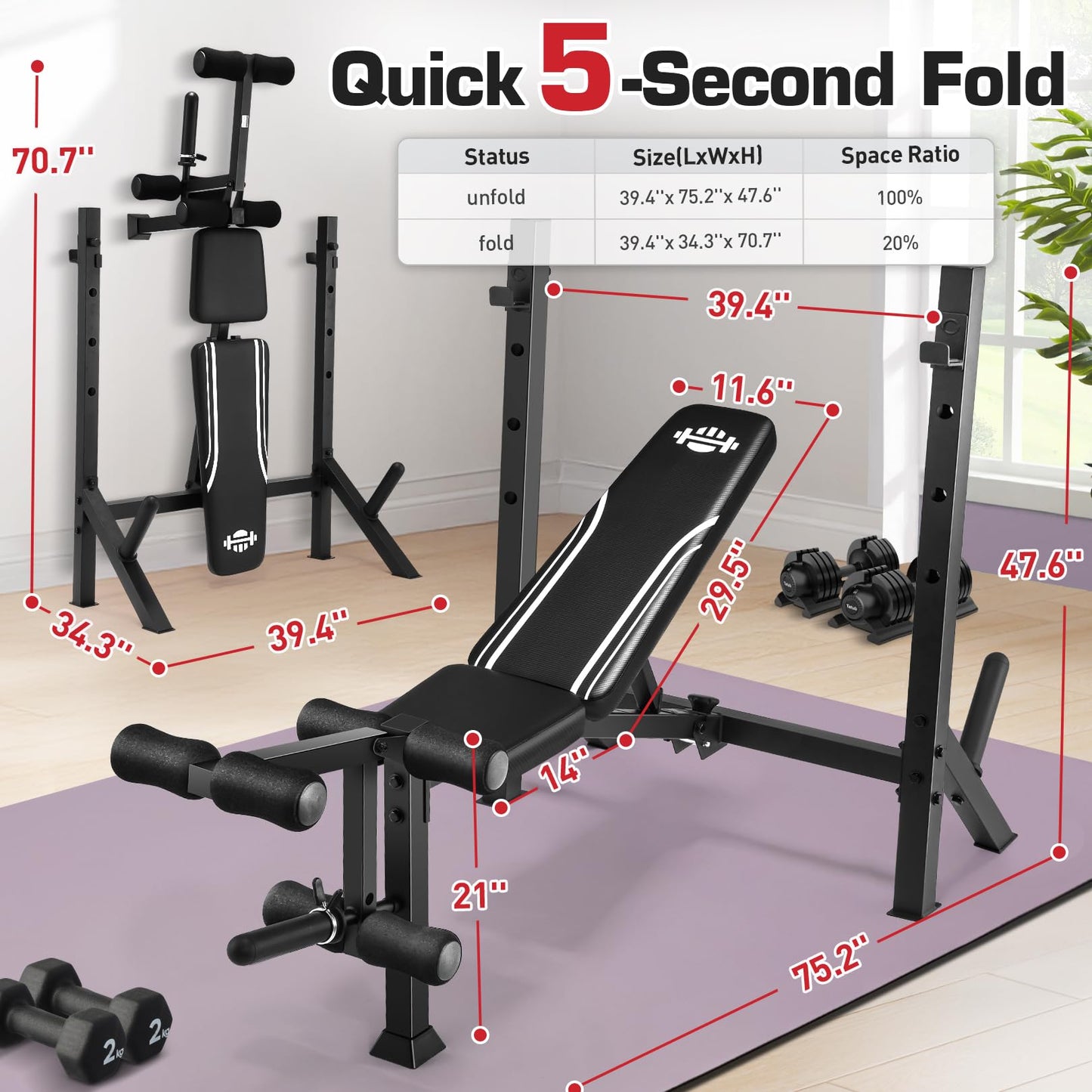 ANCHEER Olympic Weight Bench with Squat Rack - 900LBS Adjustable Bench Press with Leg Extension and Leg Curl, Incline Decline Flat Workout Bench for Home Gym Strength Training
