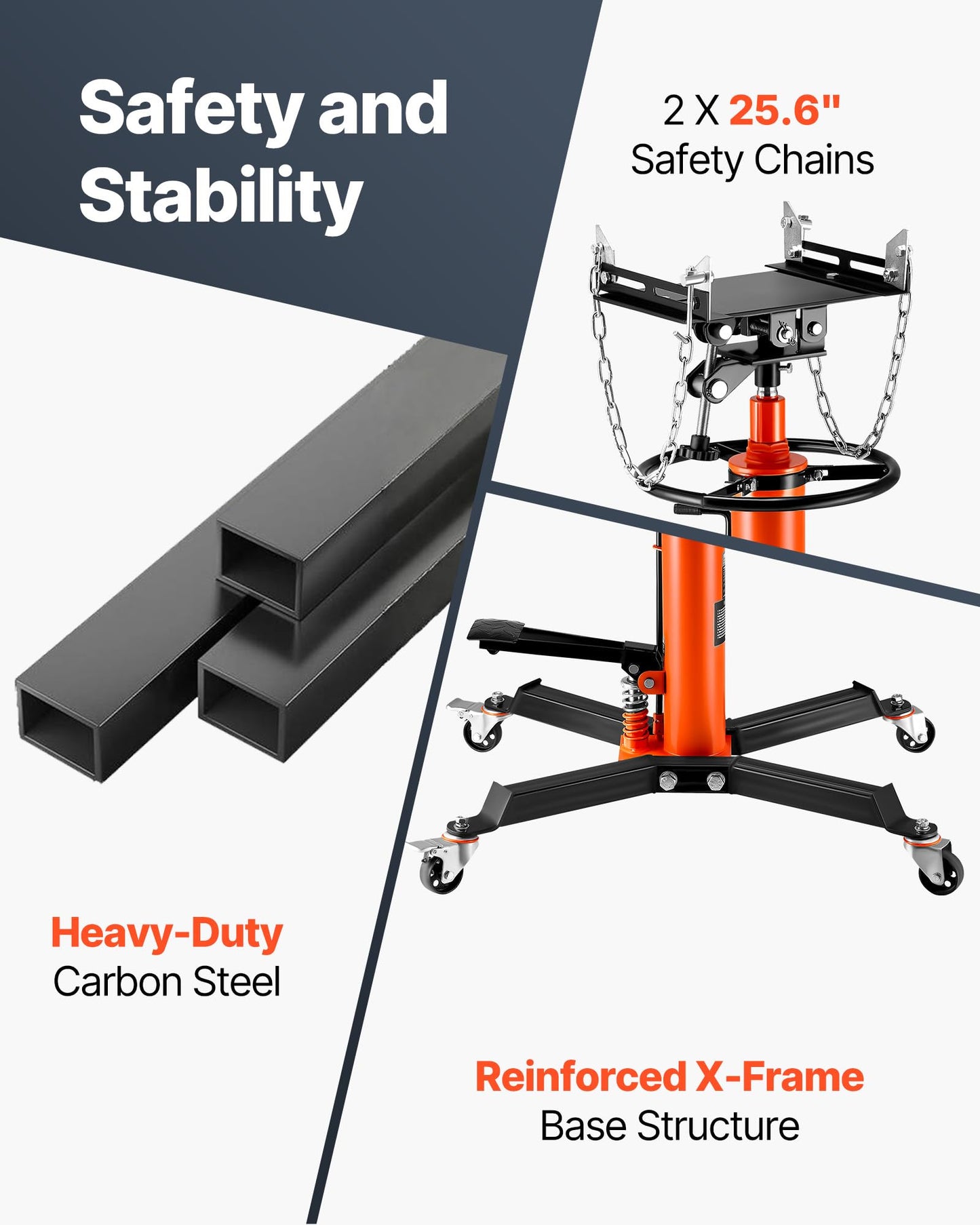 VEVOR Transmission Jack, 1322 LBS Hydraulic Telescoping Transmission Jack, 32"-67" High Lift Transmission Jack Stand with Foot Pedal, 360° Swivel Wheel