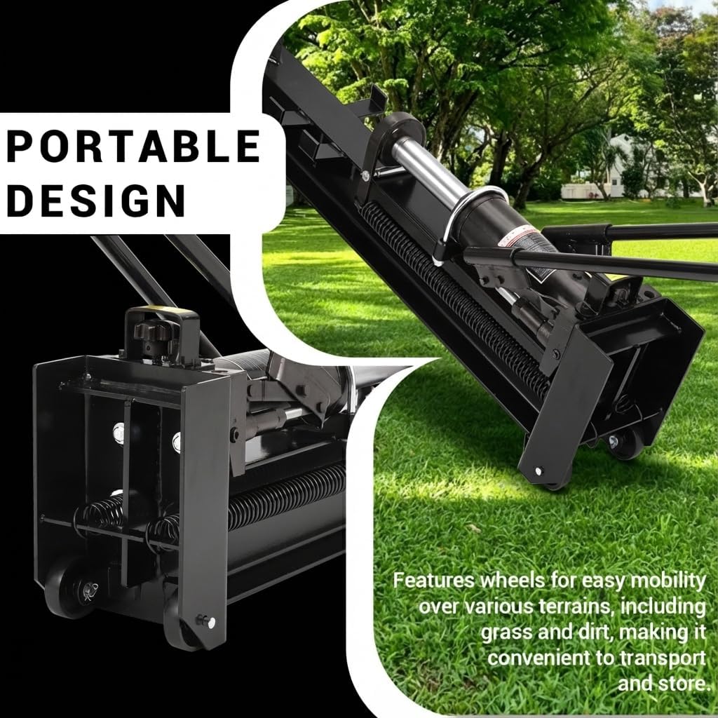 EliteEdge 12 Ton Manual Hydraulic Log Splitter, Heavy Duty Horizontal Firewood Splitter with Steel Frame & Transport Wheels for Farm, Backyard & Homestead